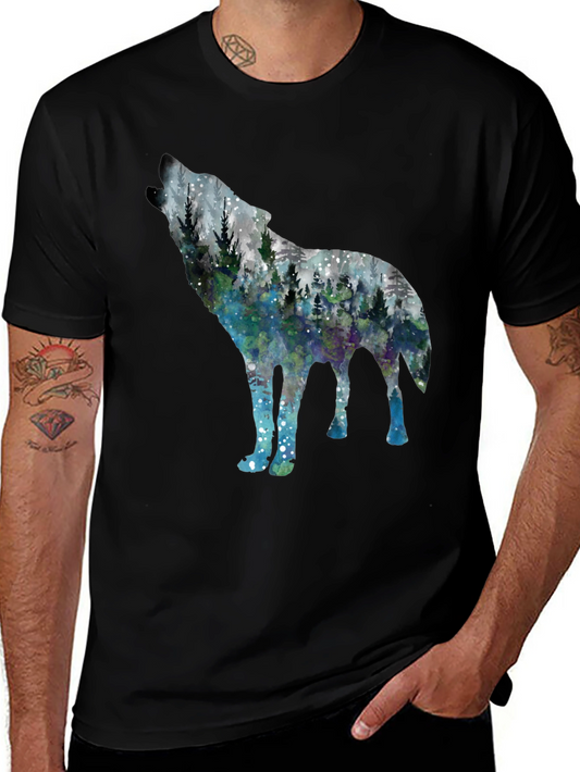 Wolf Forest Graphic Tee - Black Cotton Blend