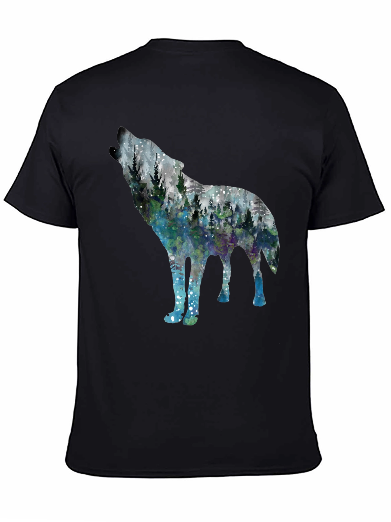 Wolf Forest Graphic Tee - Black Cotton Blend