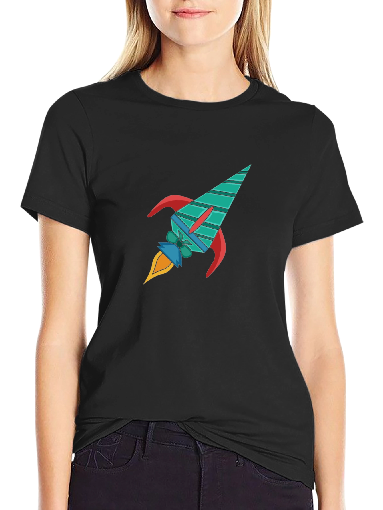 Rocket Graphic Black T-Shirt - Space Adventure Style
