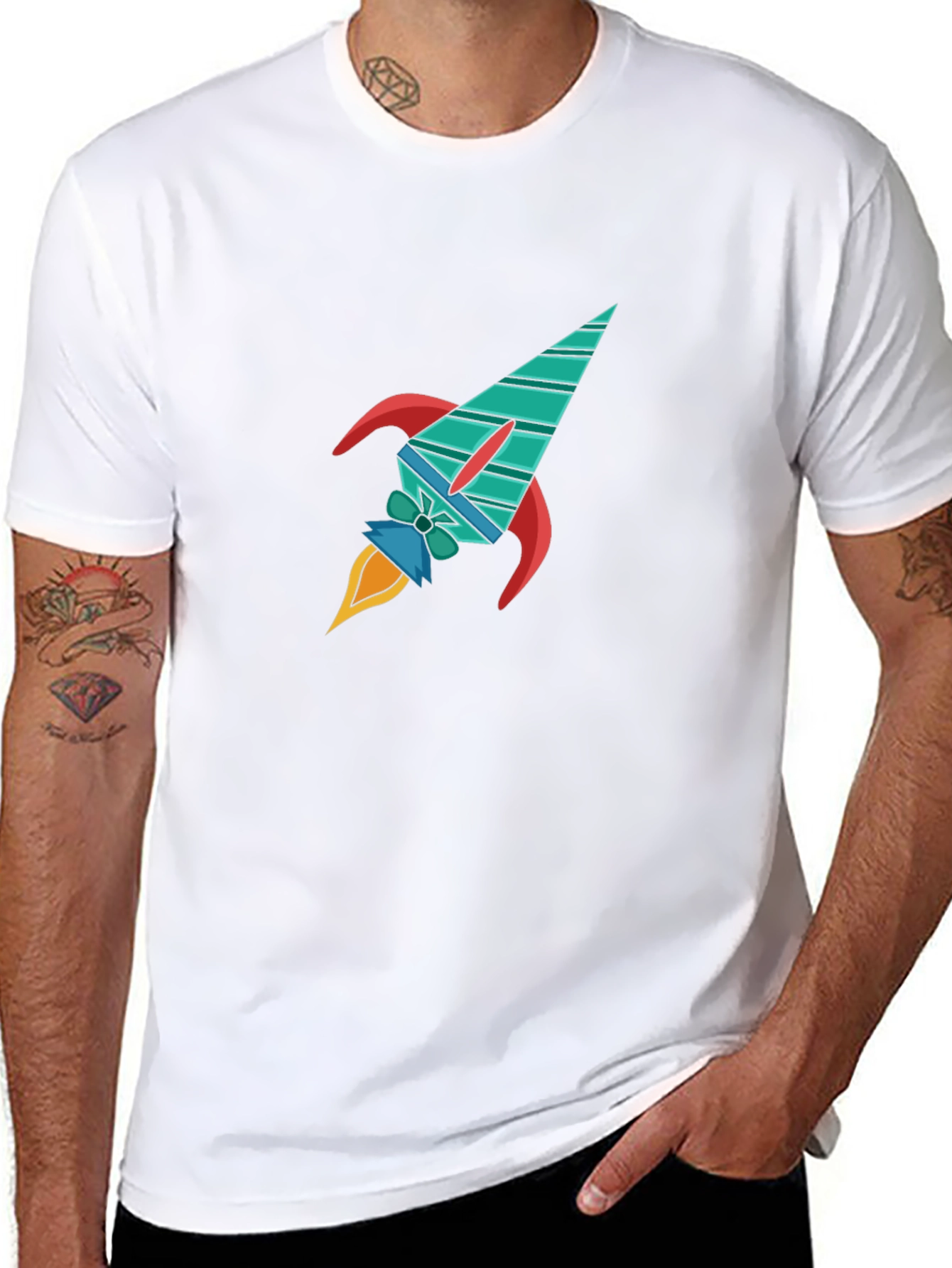 Rocket Graphic Black T-Shirt - Space Adventure Style