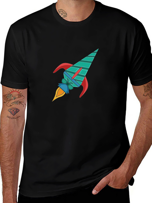 Rocket Graphic Black T-Shirt - Space Adventure Style