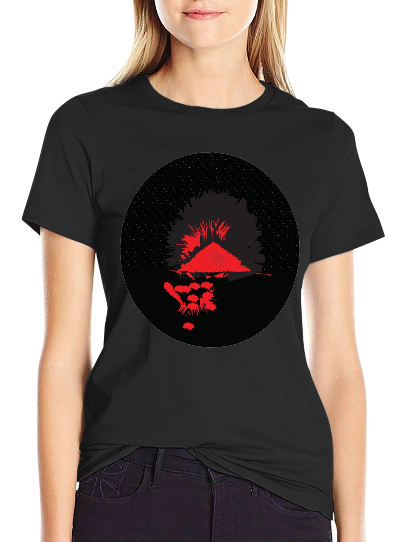 Abstract Graphic Tee - Red & Black Print