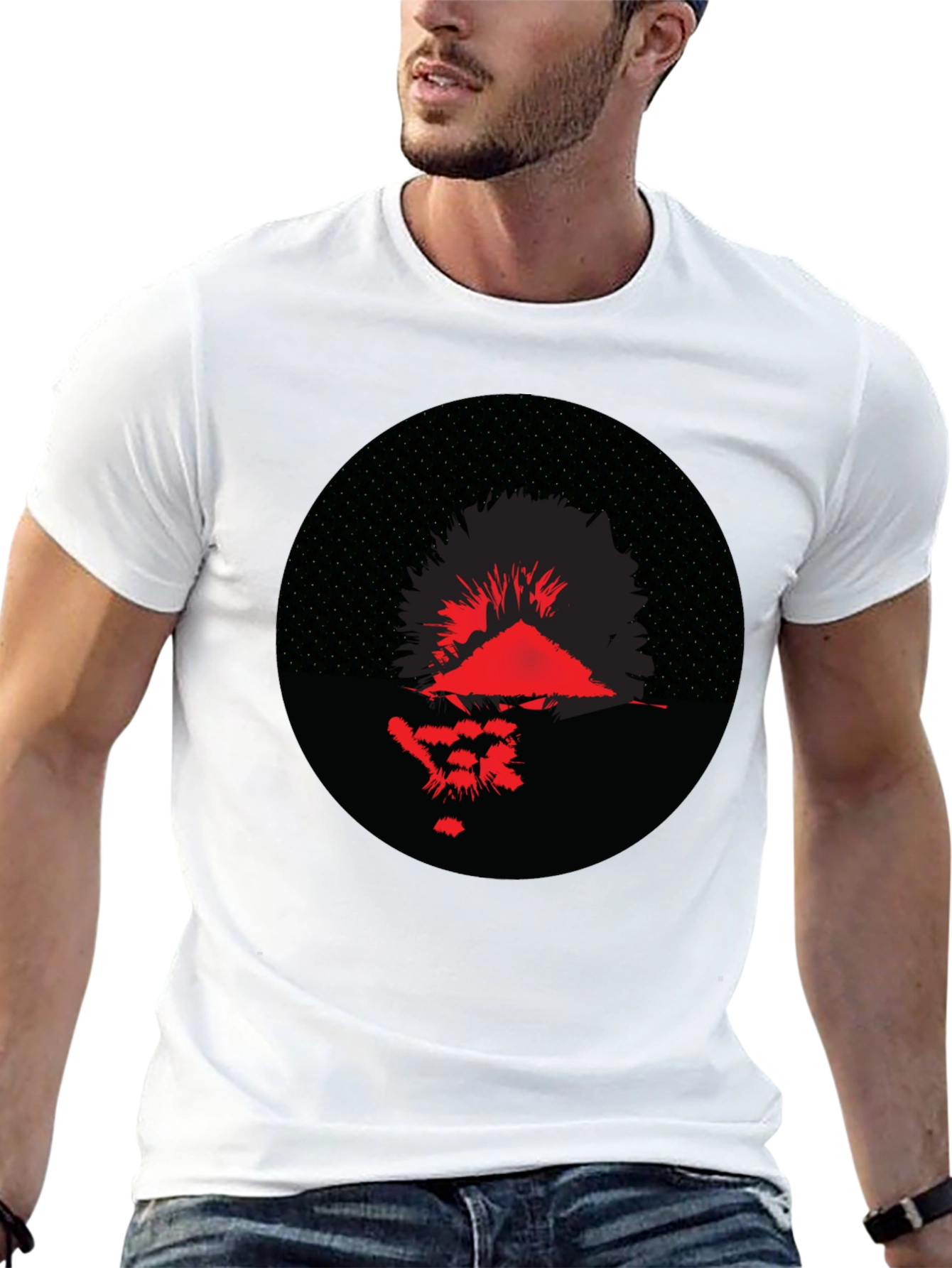 Abstract Graphic Tee - Red & Black Print