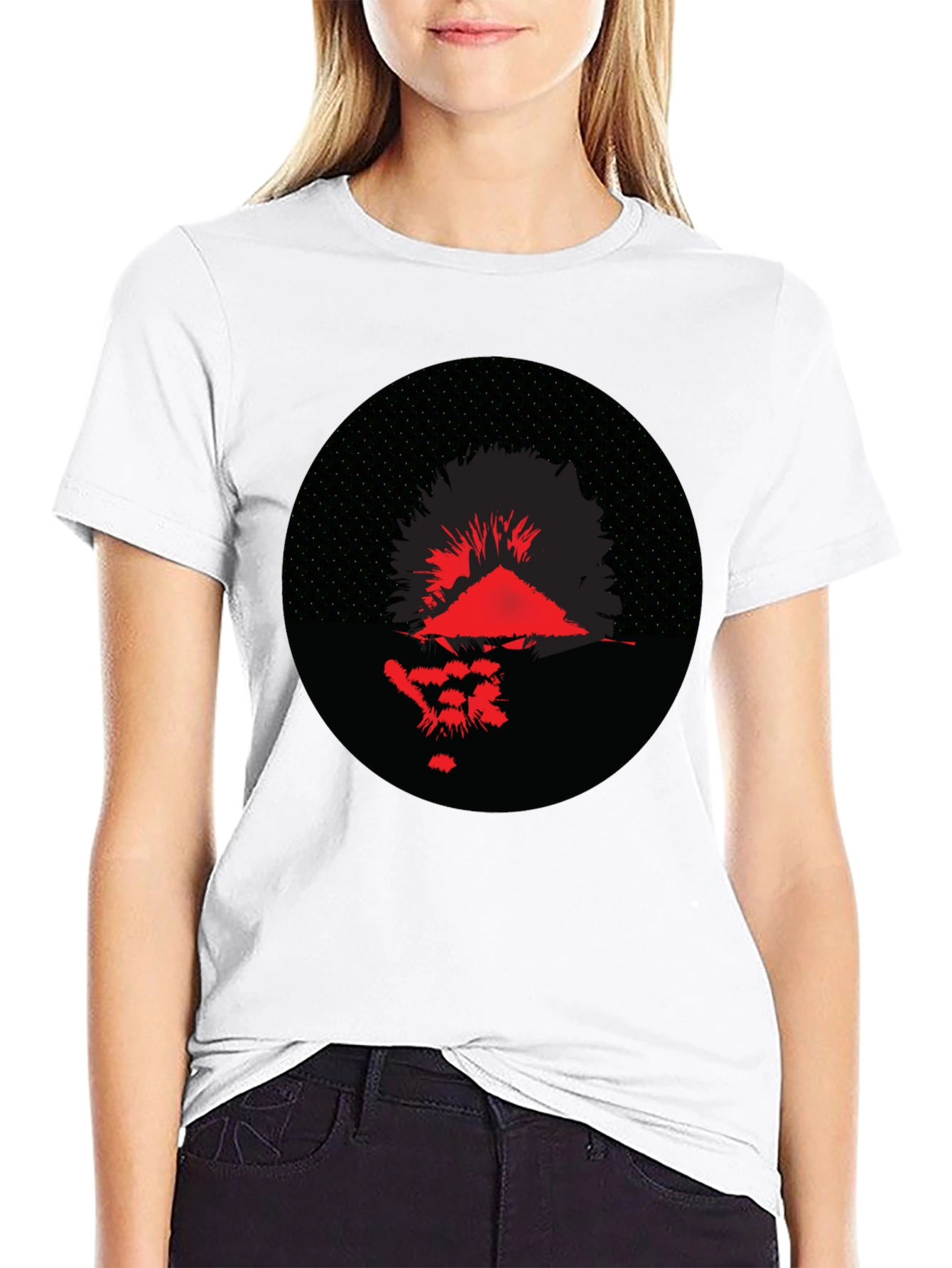 Abstract Graphic Tee - Red & Black Print