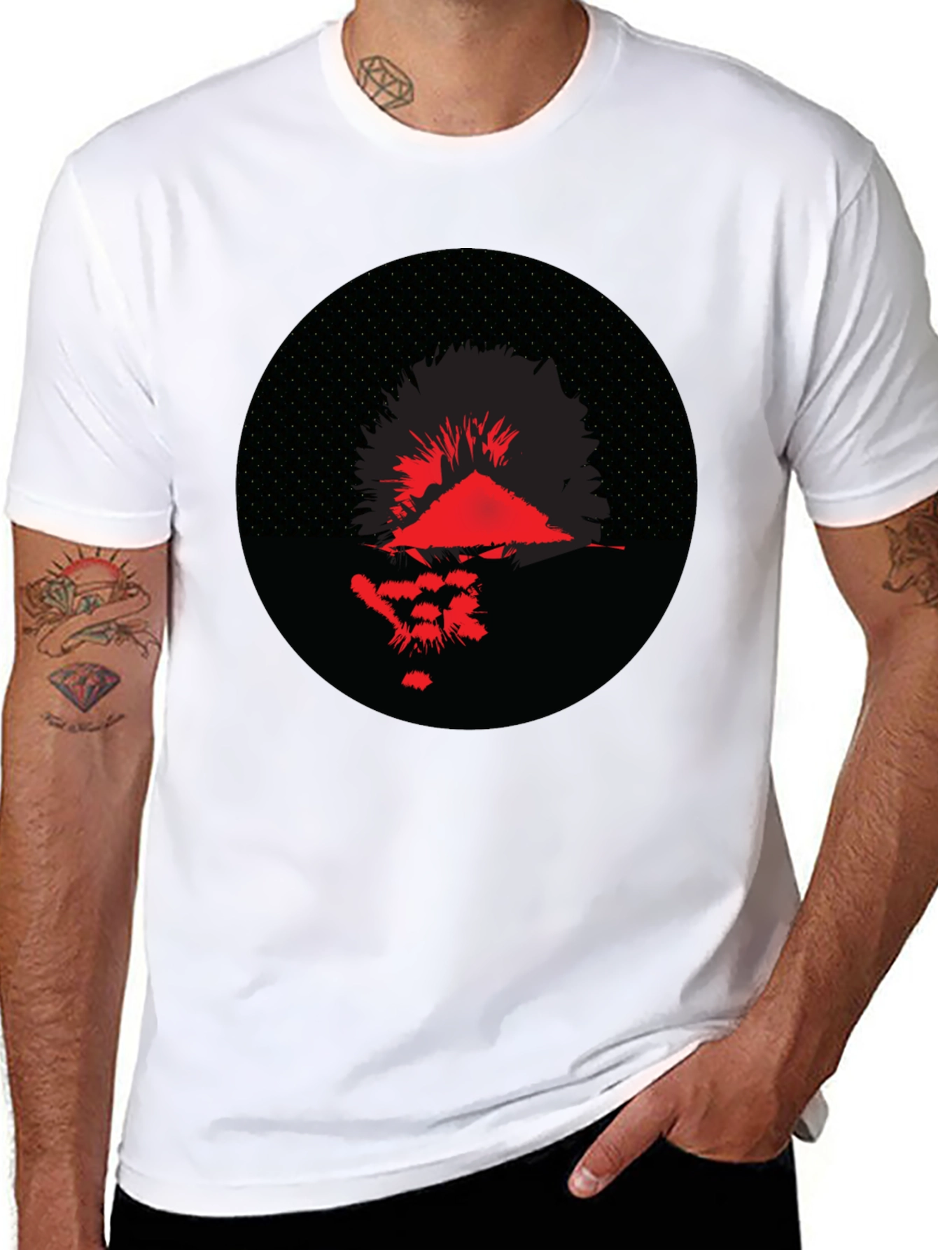 Abstract Graphic Tee - Red & Black Print