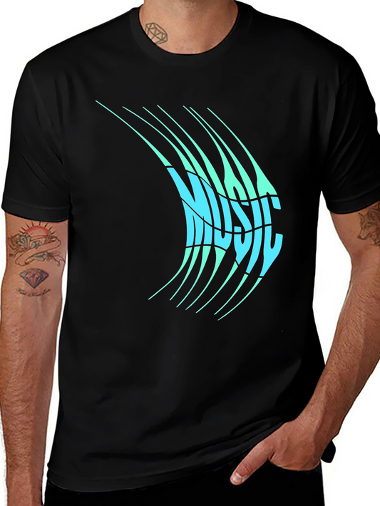 Music Word Art Mens Black T-Shirt