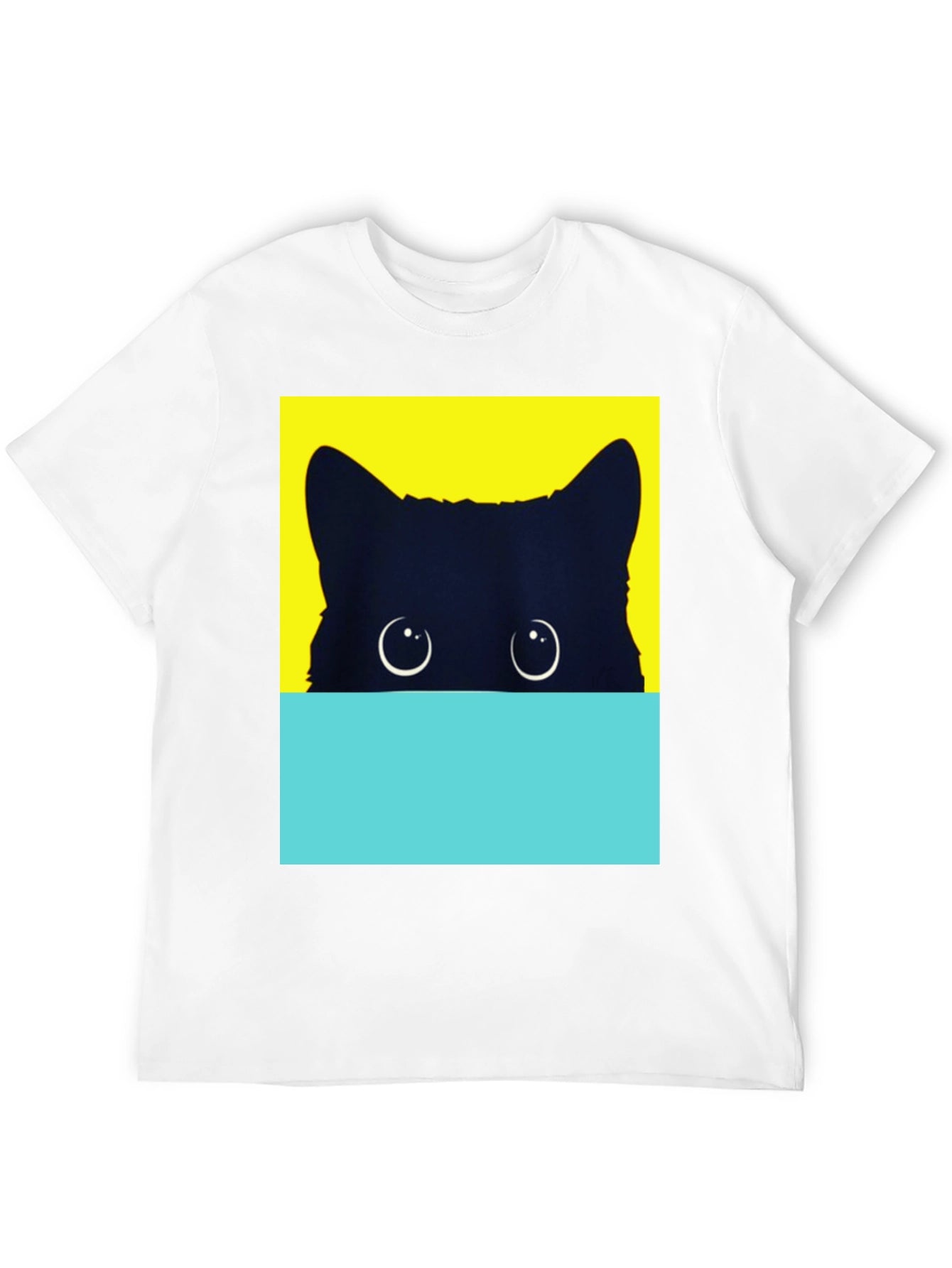 Peek-a-Boo Cat Graphic Tee - Stylish Black T-Shirt