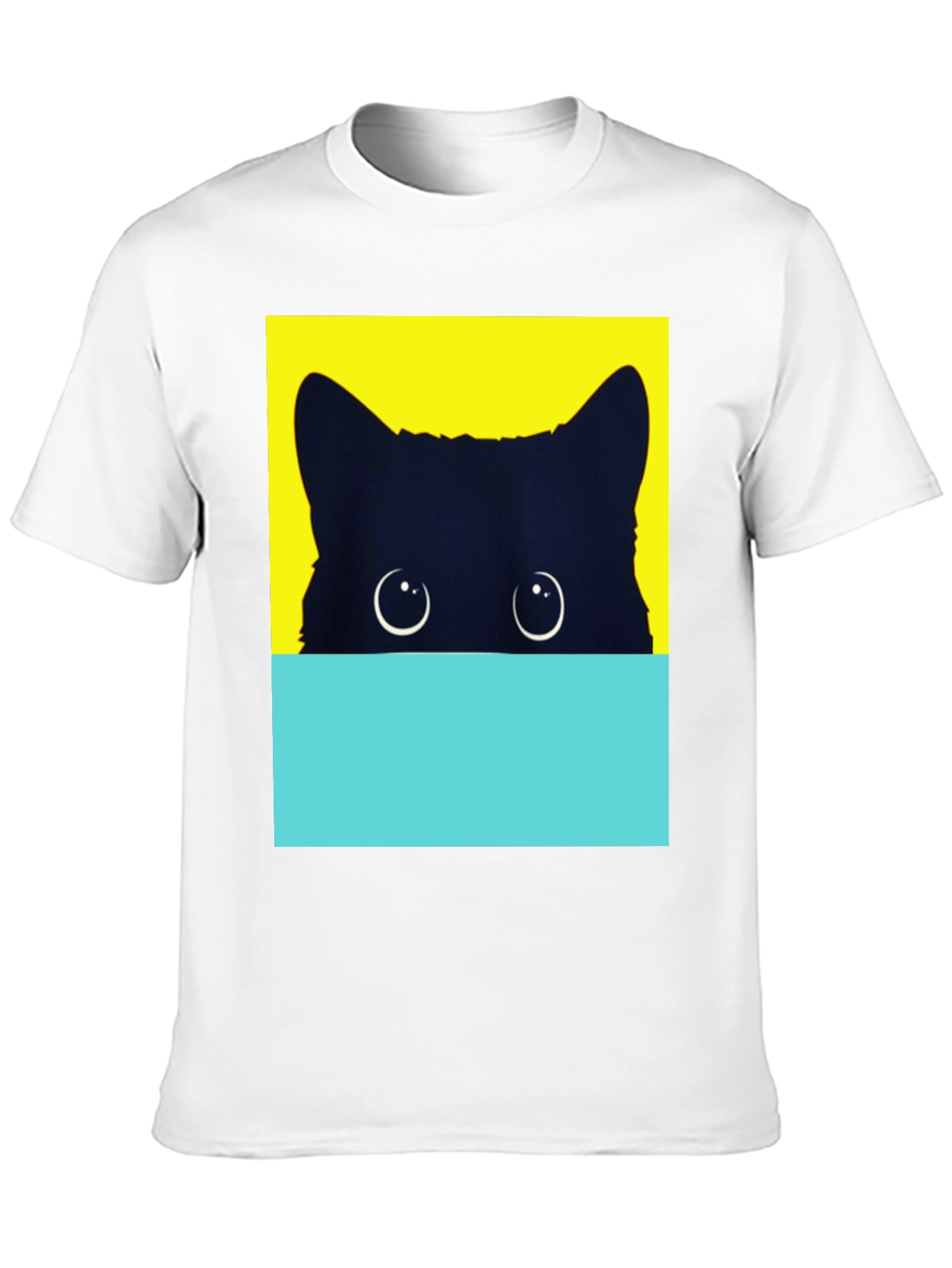 Peek-a-Boo Cat Graphic Tee - Stylish Black T-Shirt