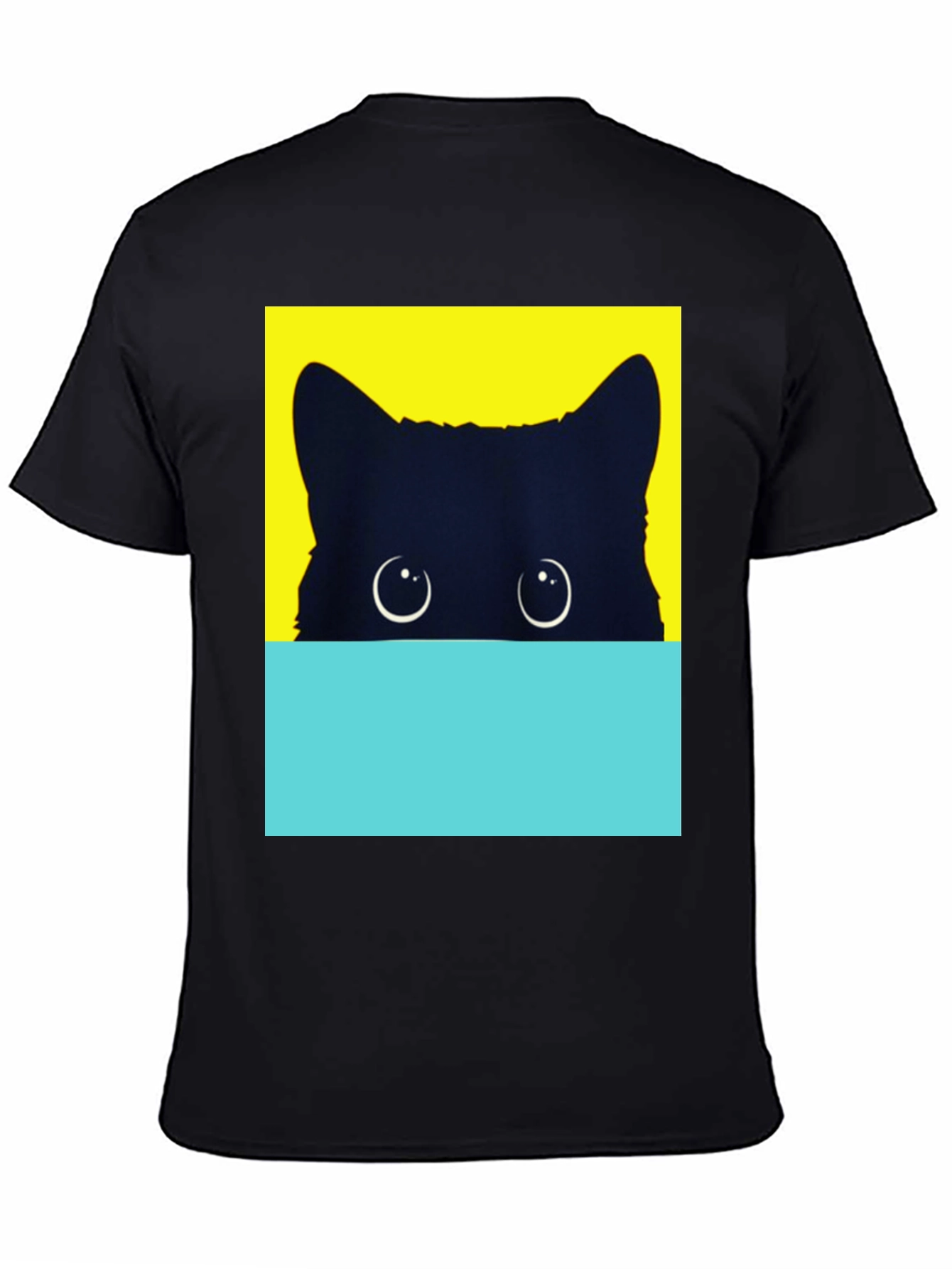 Peek-a-Boo Cat Graphic Tee - Stylish Black T-Shirt