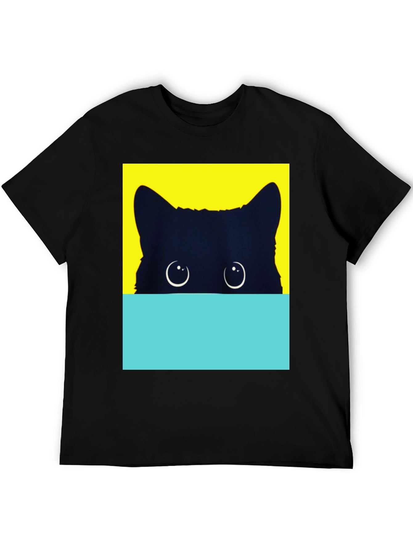 Peek-a-Boo Cat Graphic Tee - Stylish Black T-Shirt