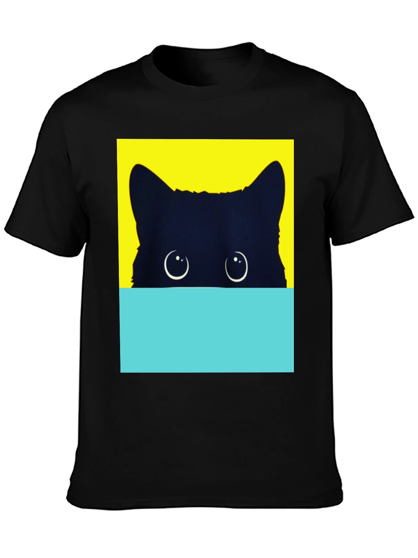 Peek-a-Boo Cat Graphic Tee - Stylish Black T-Shirt
