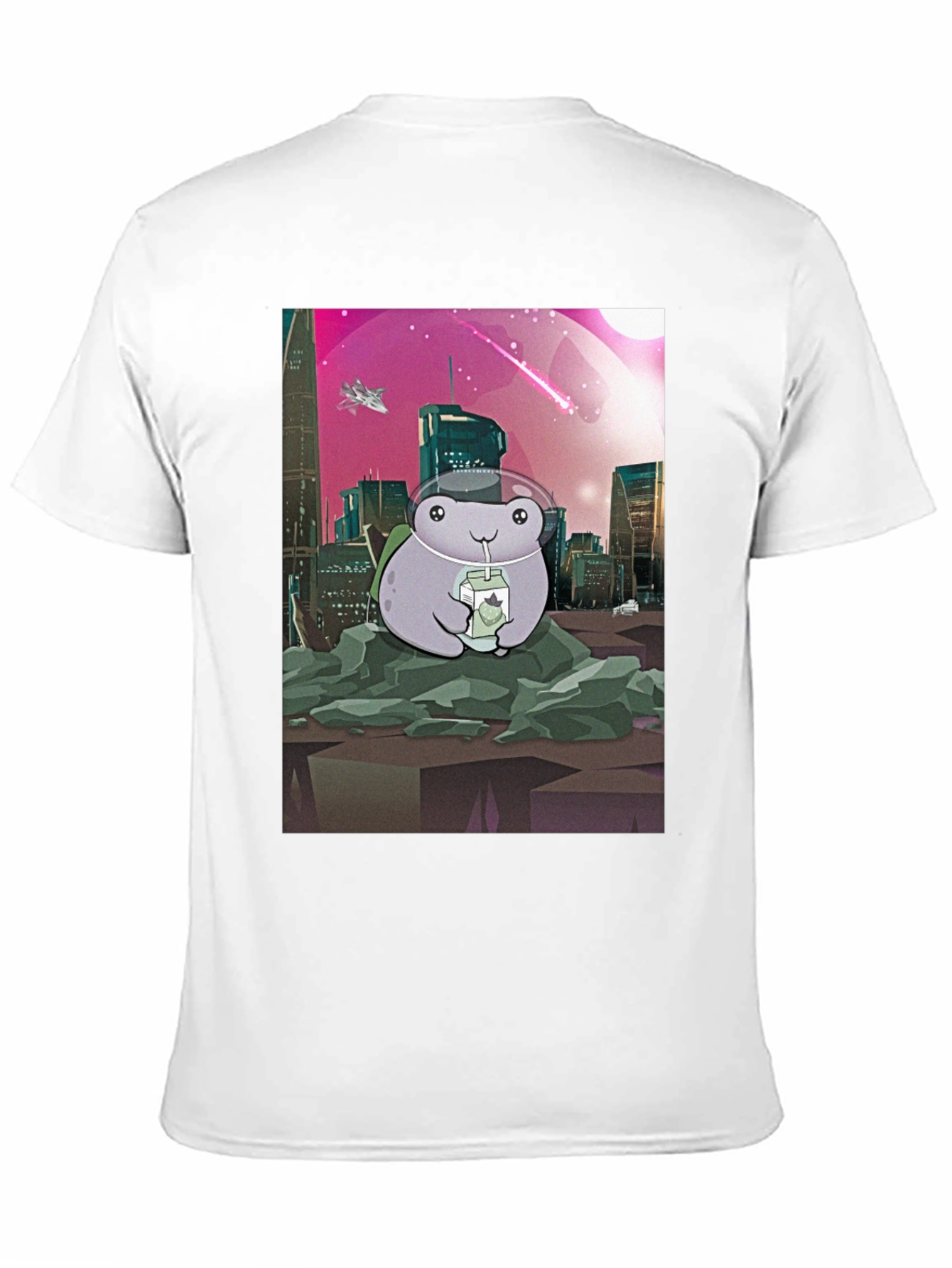 Frog Astronaut T-Shirt - Sci-Fi Cityscape Design