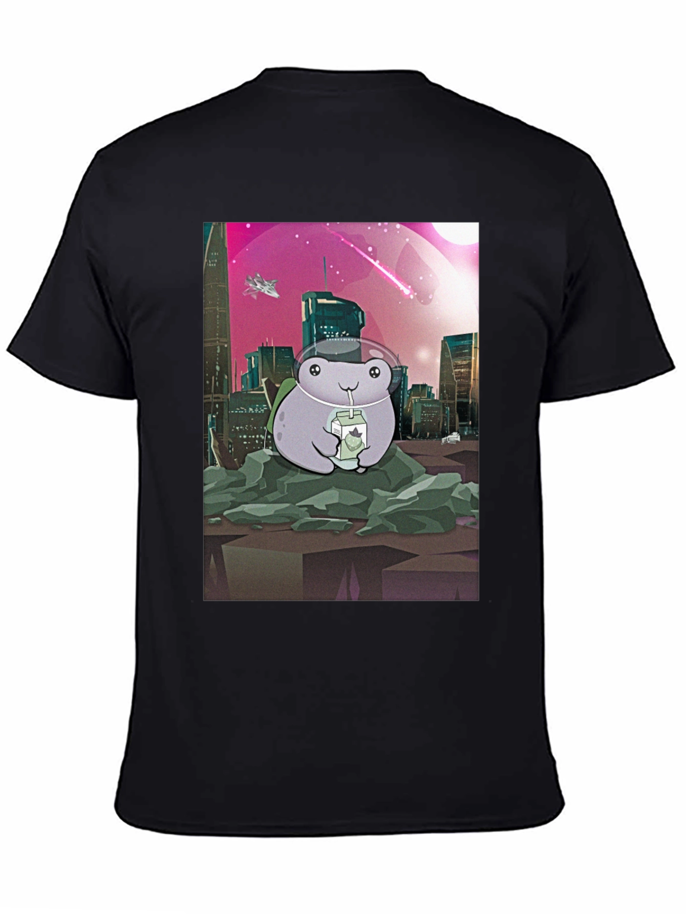 Frog Astronaut T-Shirt - Sci-Fi Cityscape Design