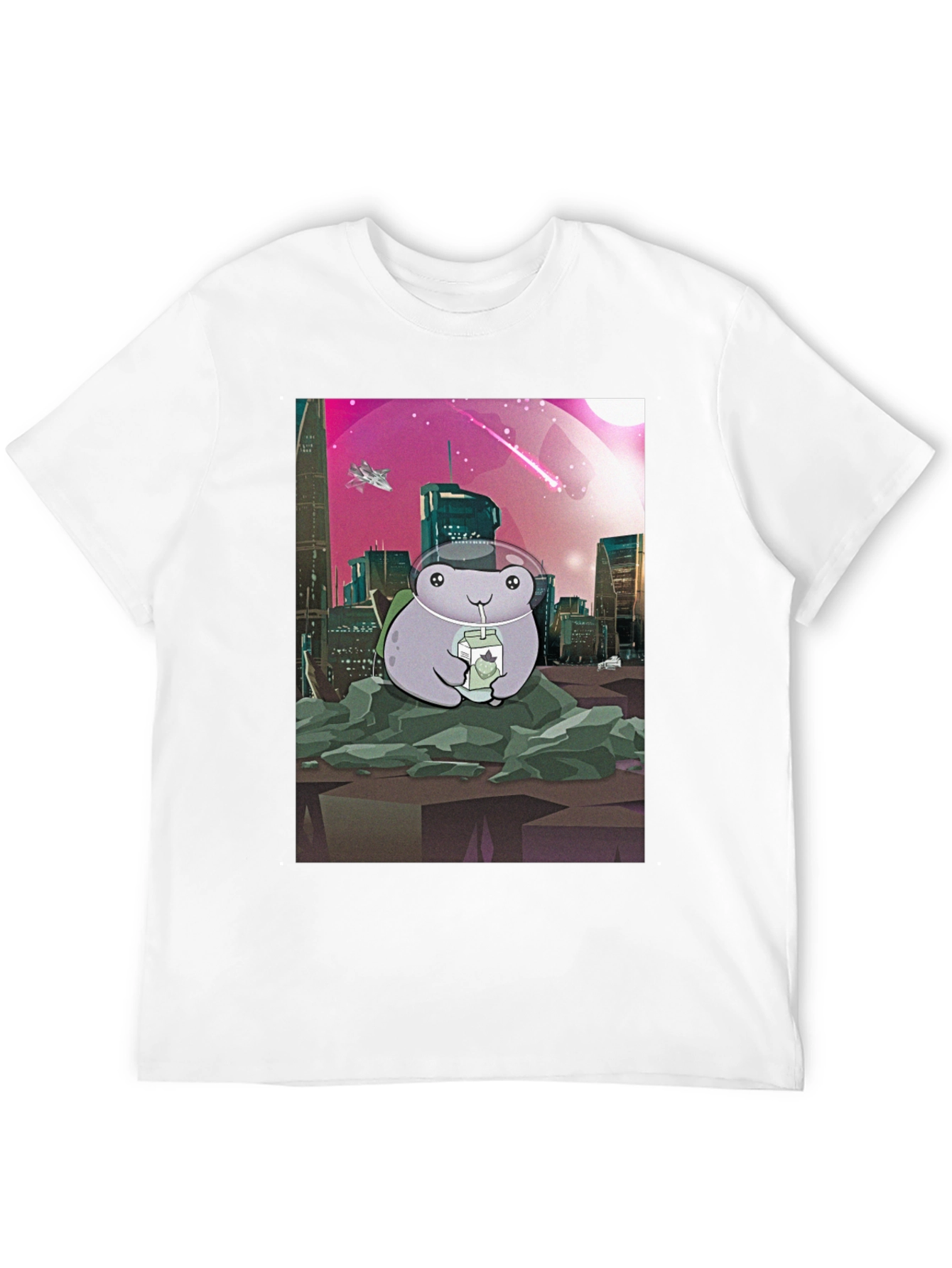 Frog Astronaut T-Shirt - Sci-Fi Cityscape Design