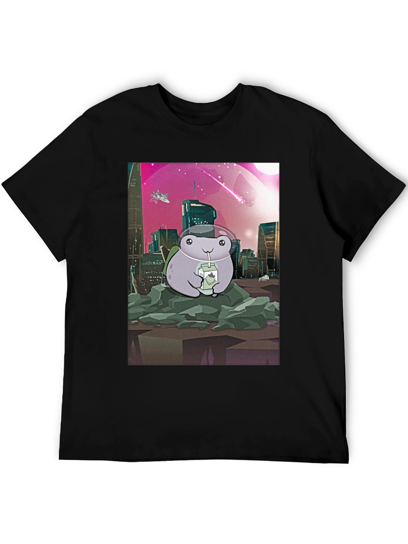 Frog Astronaut T-Shirt - Sci-Fi Cityscape Design