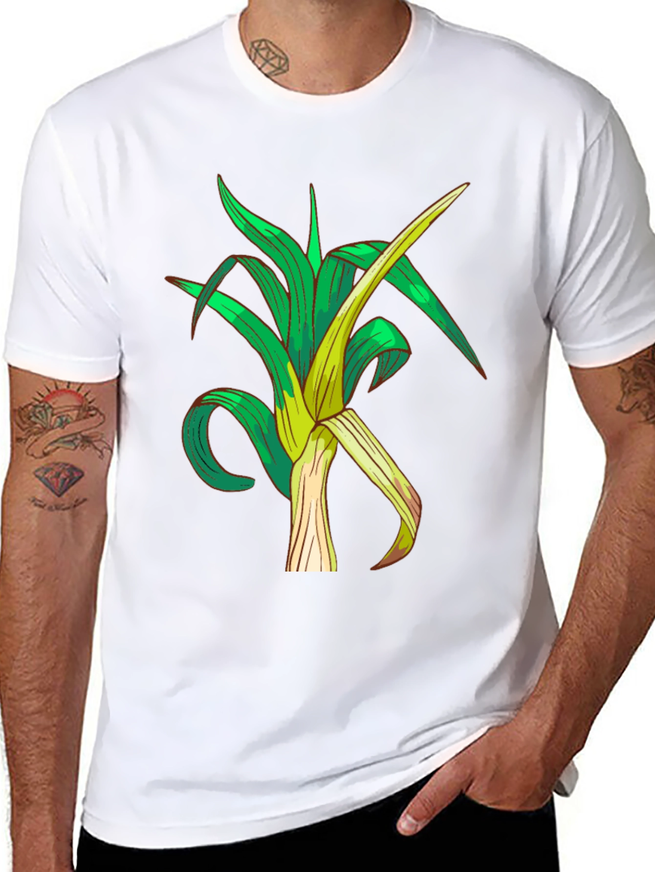 Leek Graphic Tee - Stylish Vegetable Print