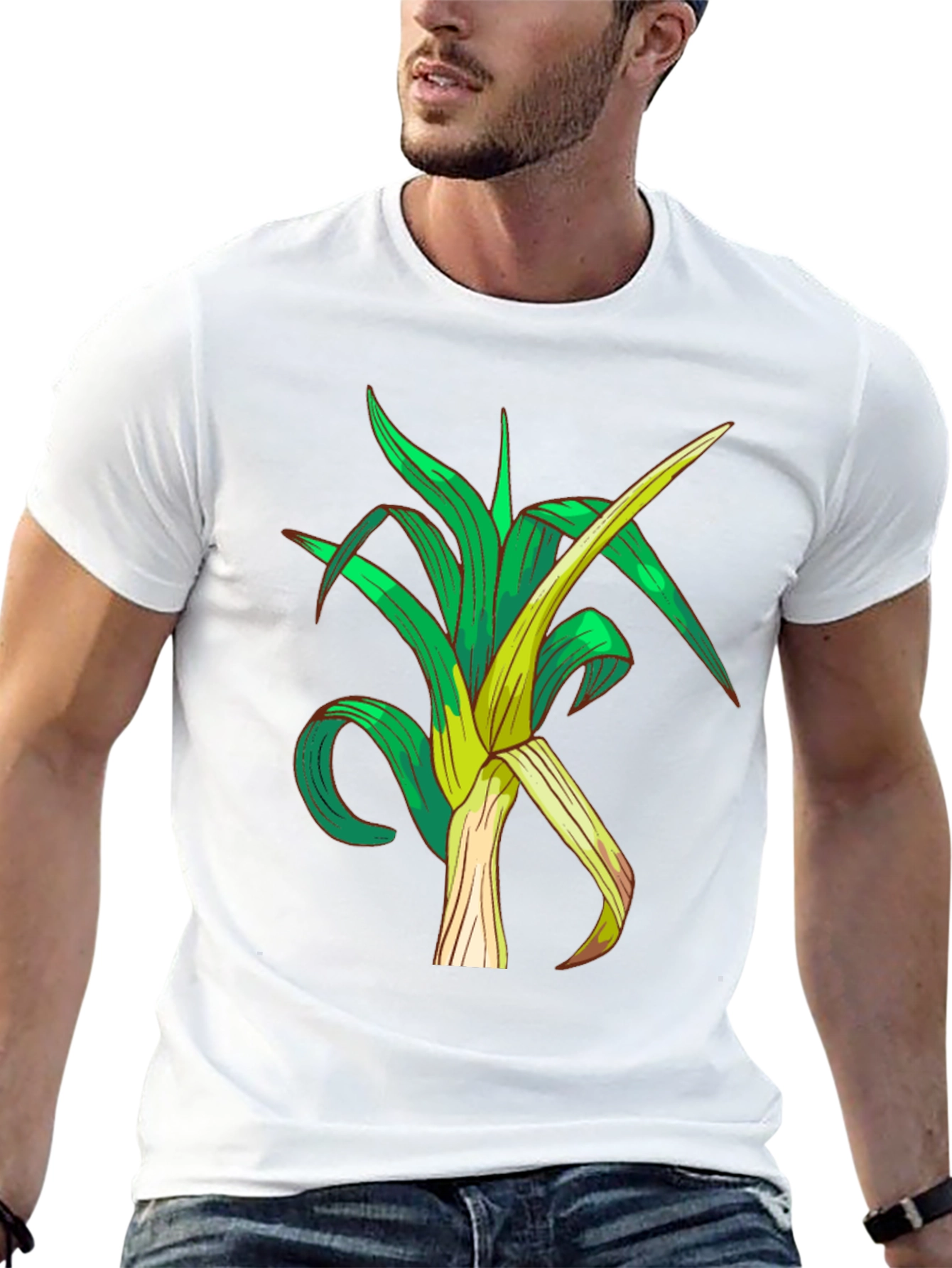 Leek Graphic Tee - Stylish Vegetable Print