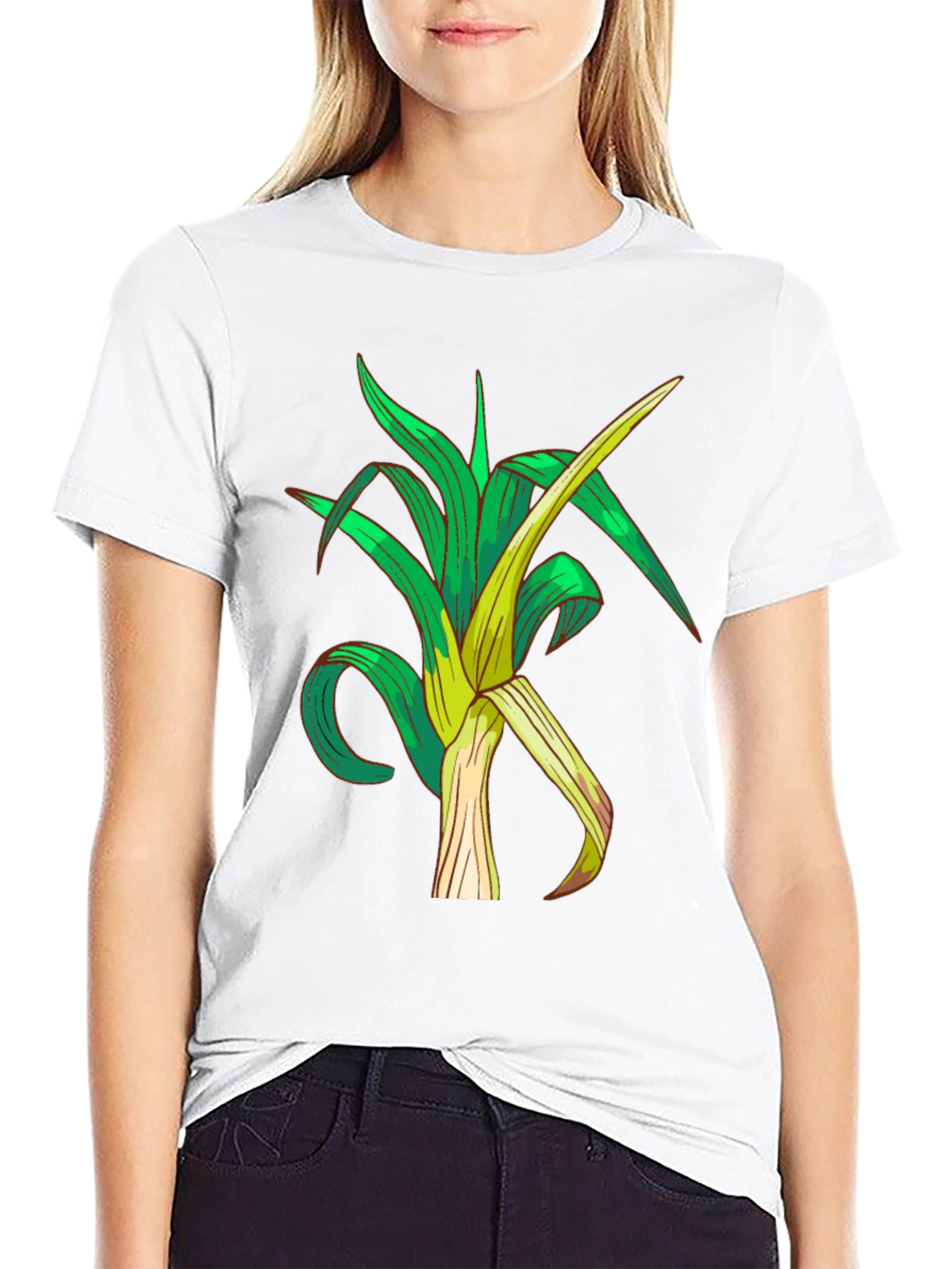 Leek Graphic Tee - Stylish Vegetable Print