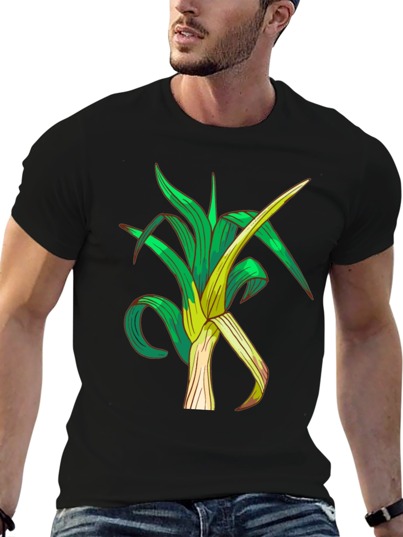 Leek Graphic Tee - Stylish Vegetable Print