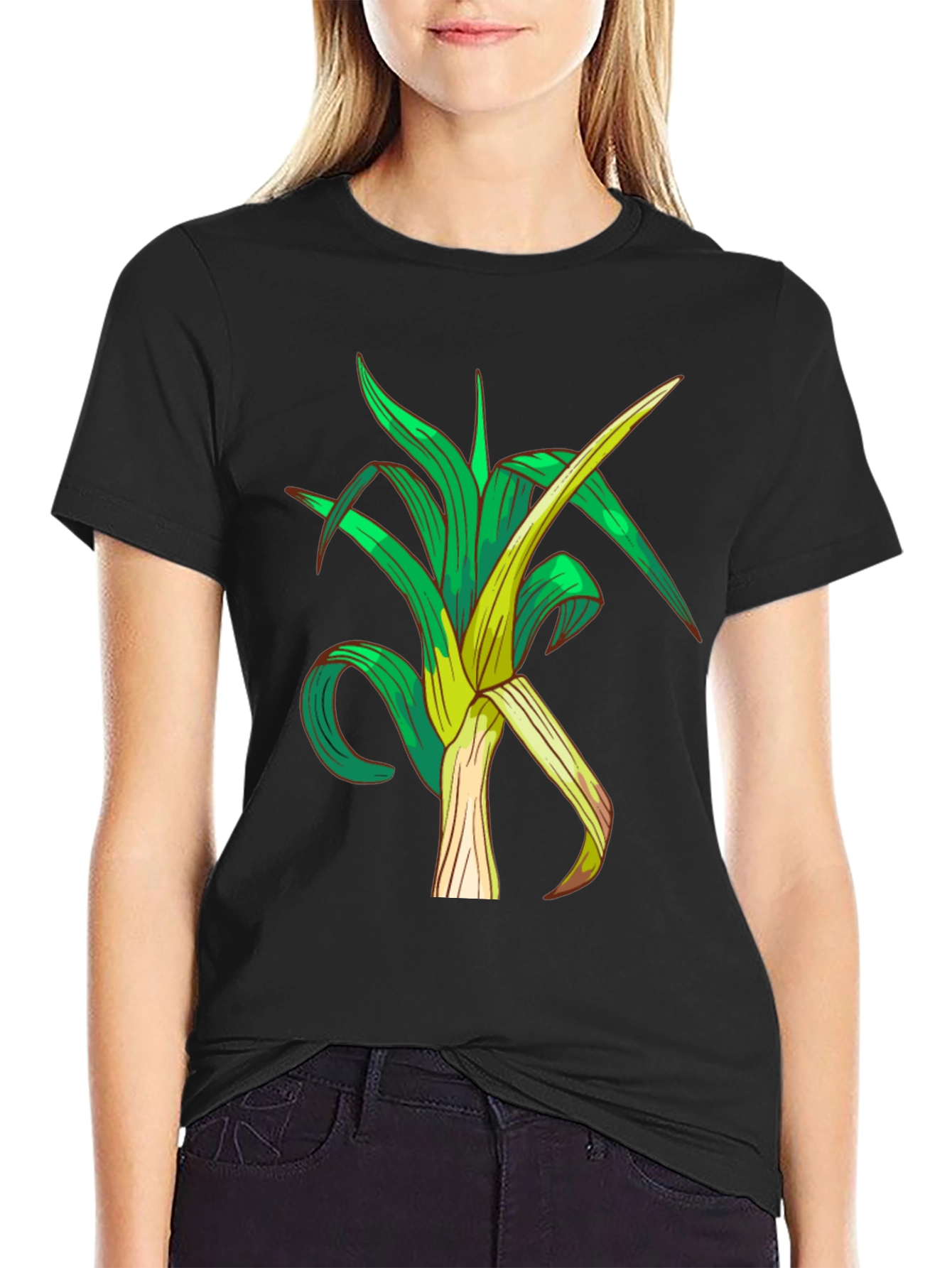 Leek Graphic Tee - Stylish Vegetable Print