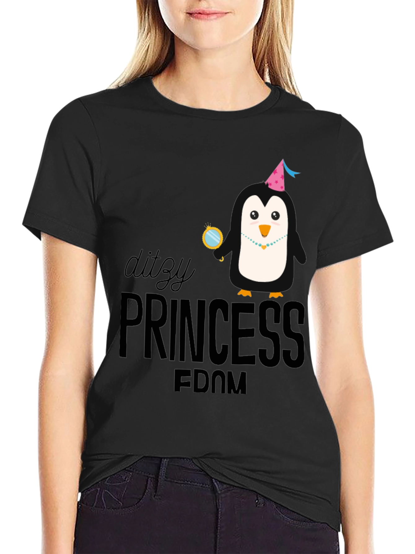 Dizzy Princess Penguin Graphic T-Shirt