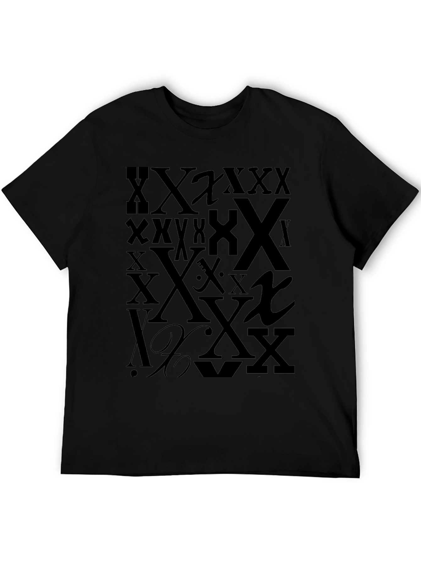 Bold X Print Black T-Shirt