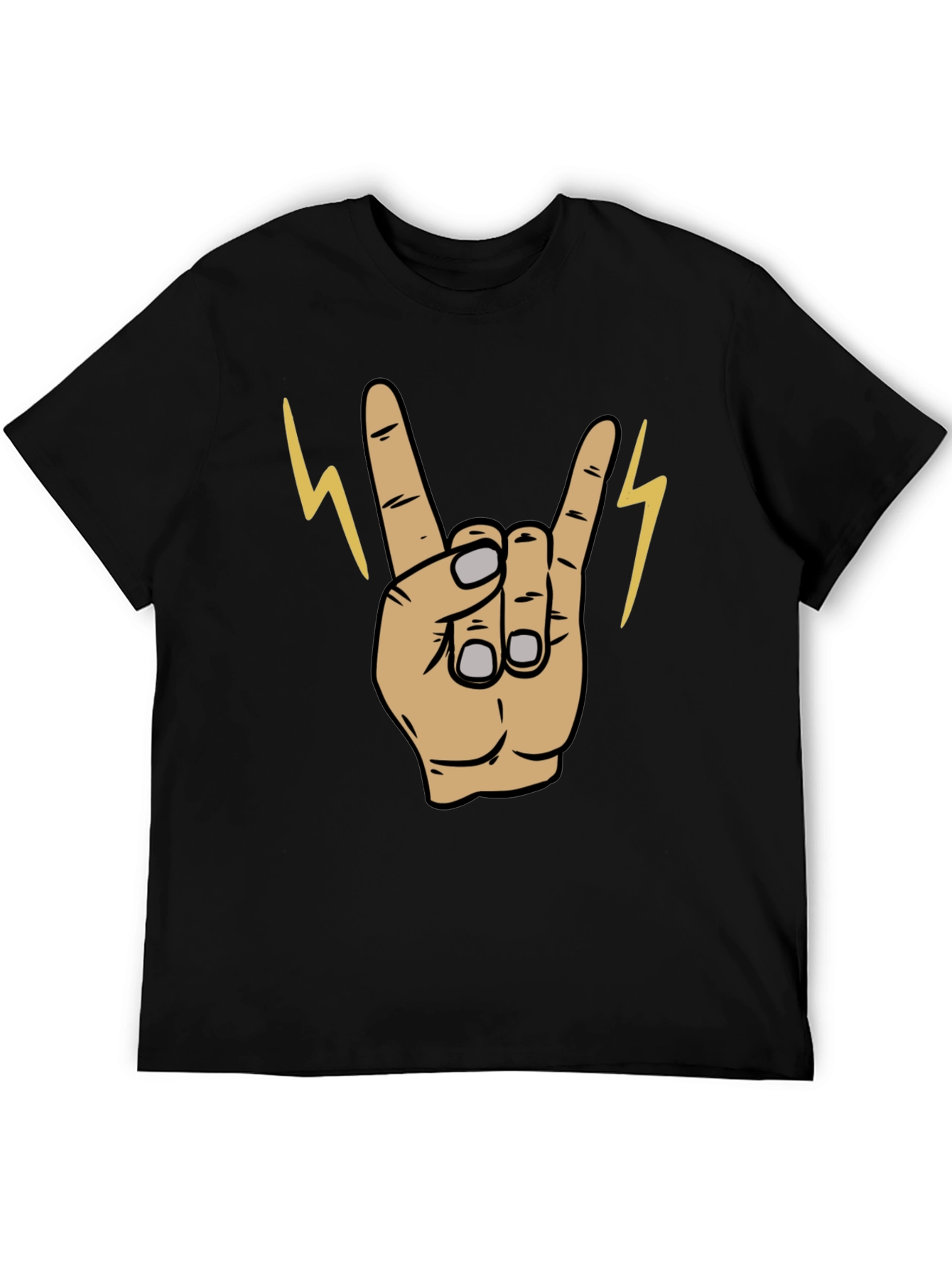 Rock On! Graphic Print Mens Black T-Shirt
