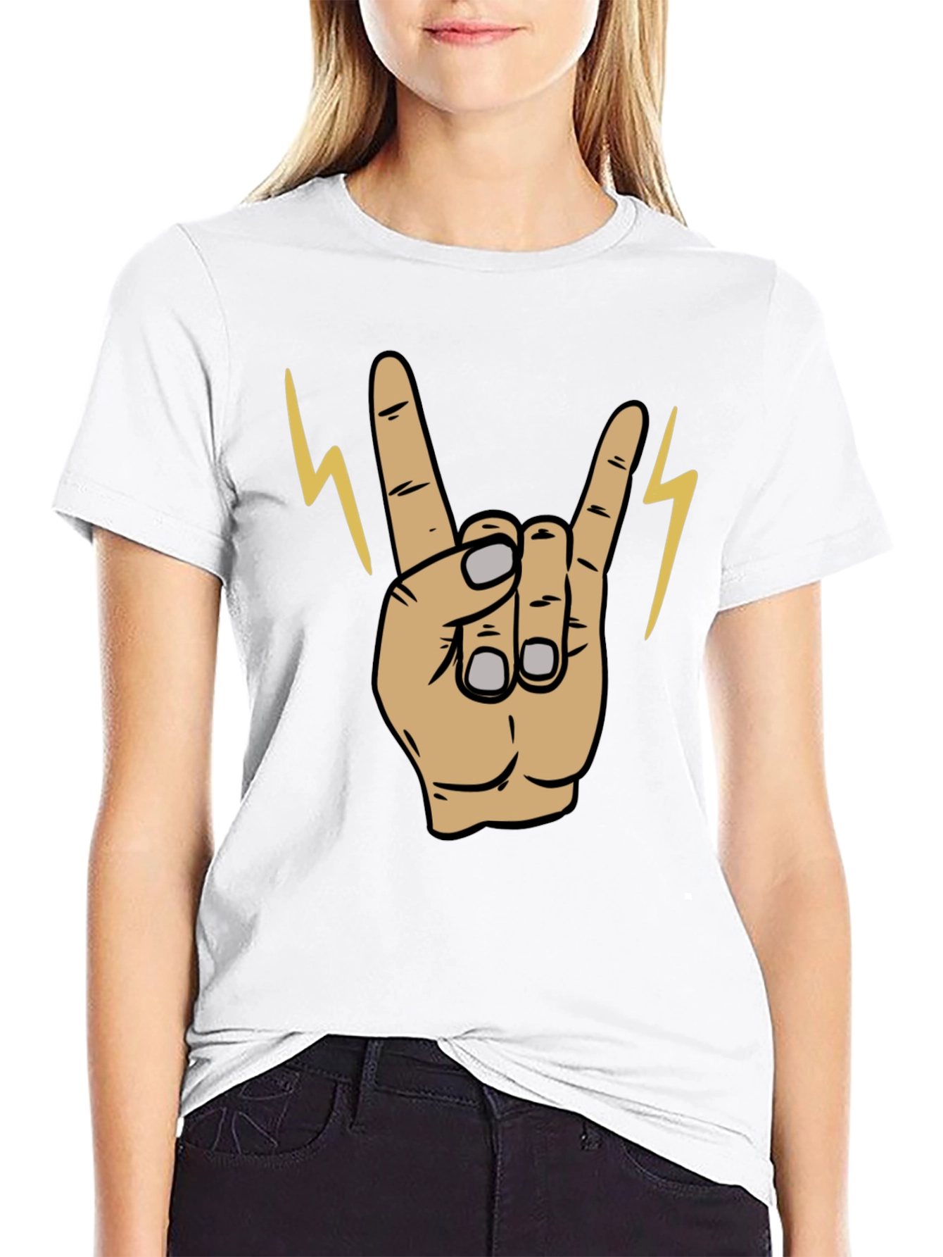 Rock On! Graphic Print Mens Black T-Shirt