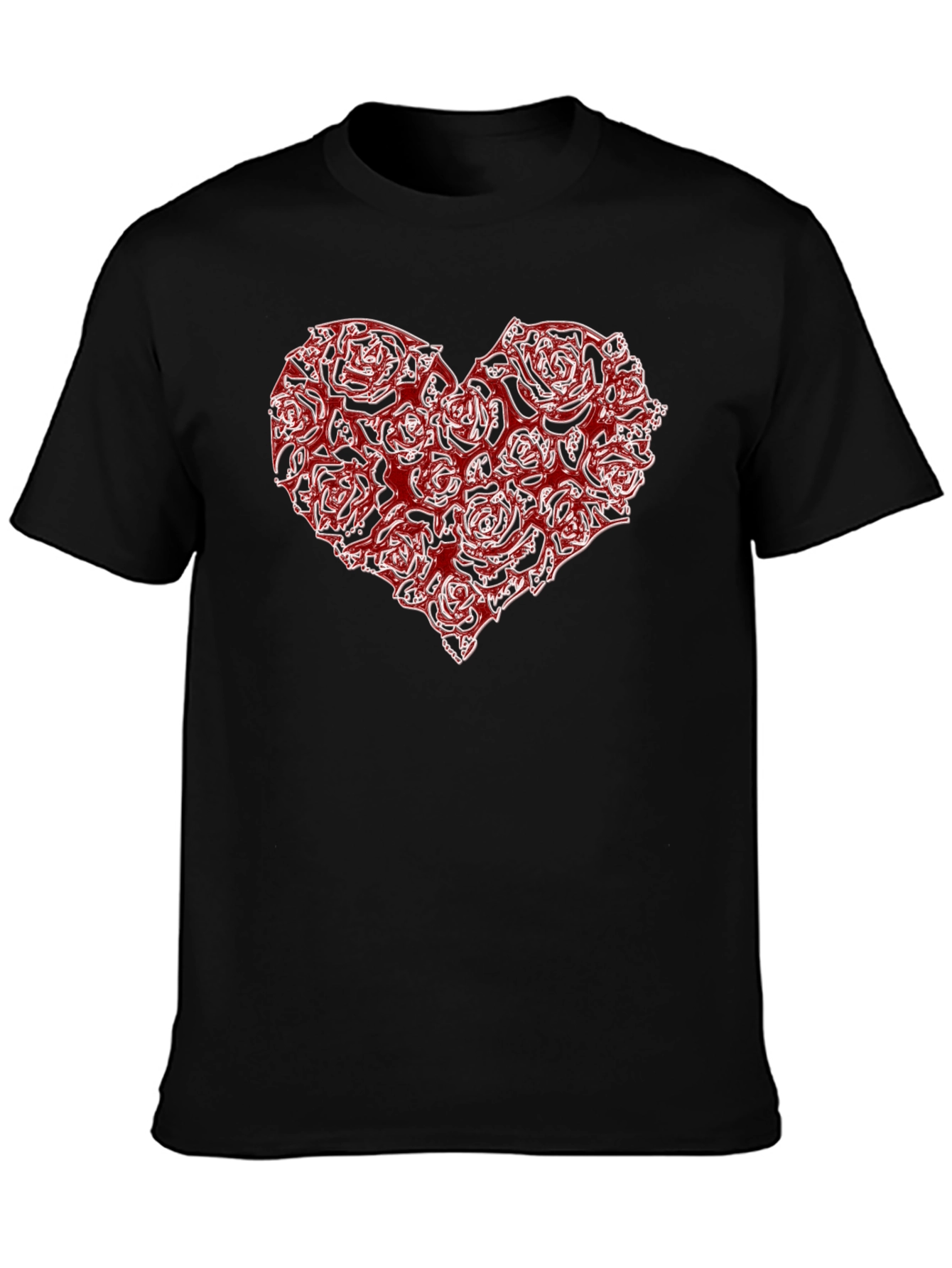 Rose Heart Graphic Black T-Shirt