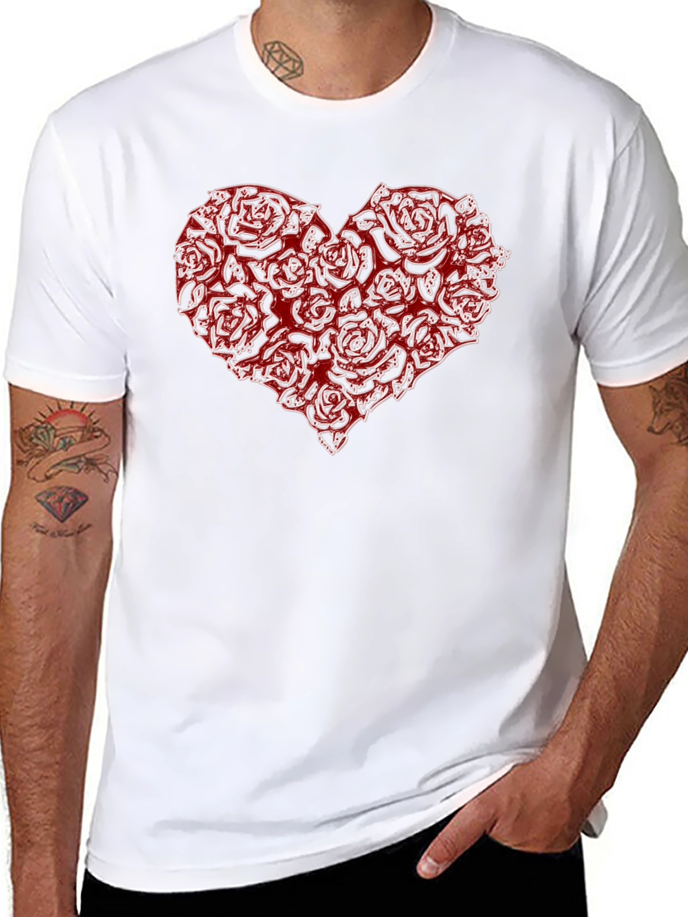 Rose Heart Graphic Black T-Shirt