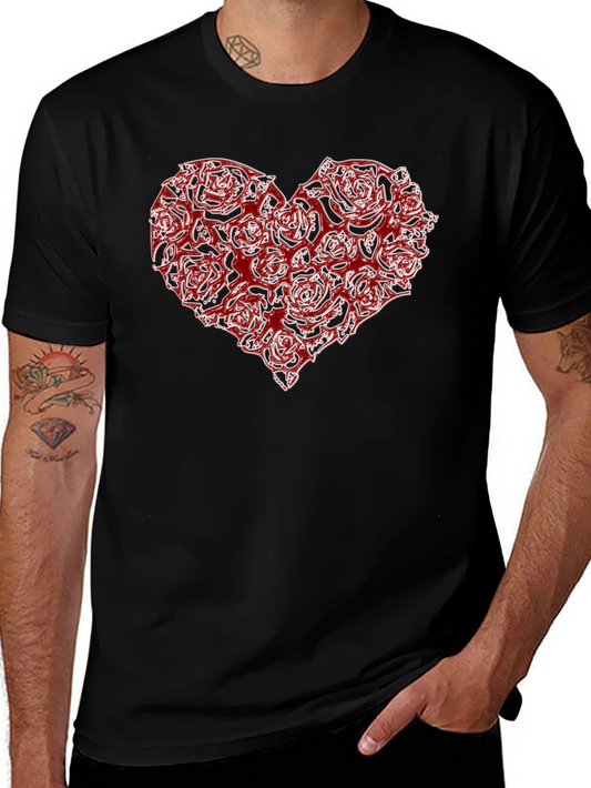 Rose Heart Graphic Black T-Shirt