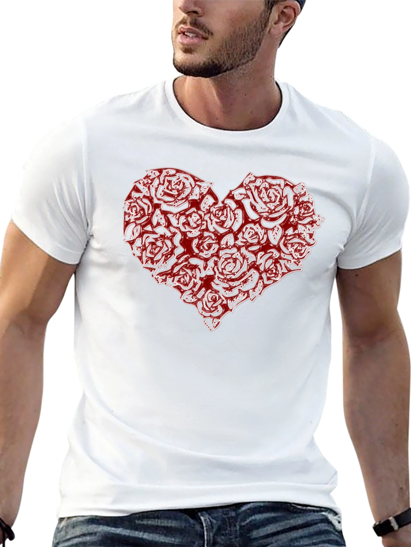 Rose Heart Graphic Black T-Shirt