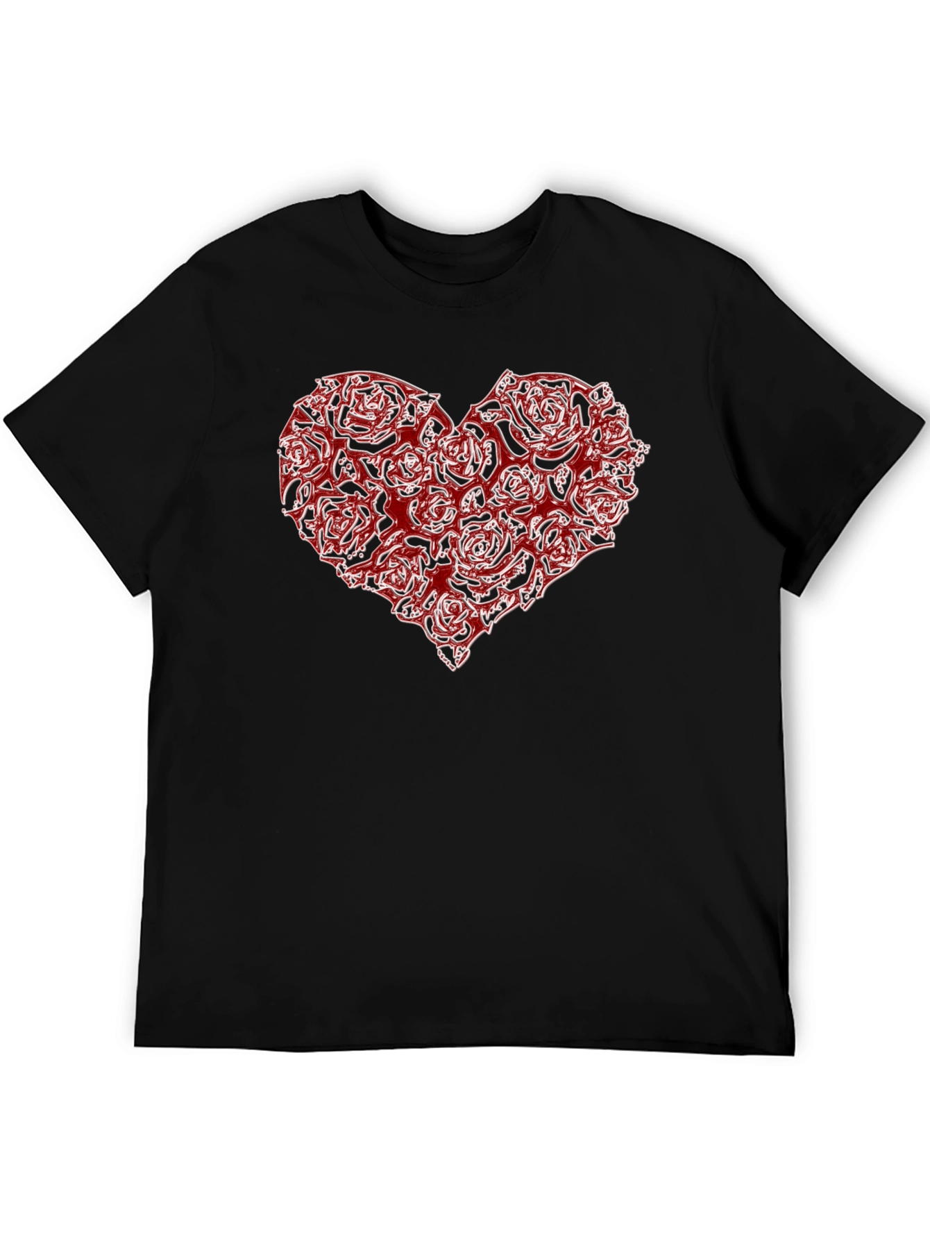 Rose Heart Graphic Black T-Shirt