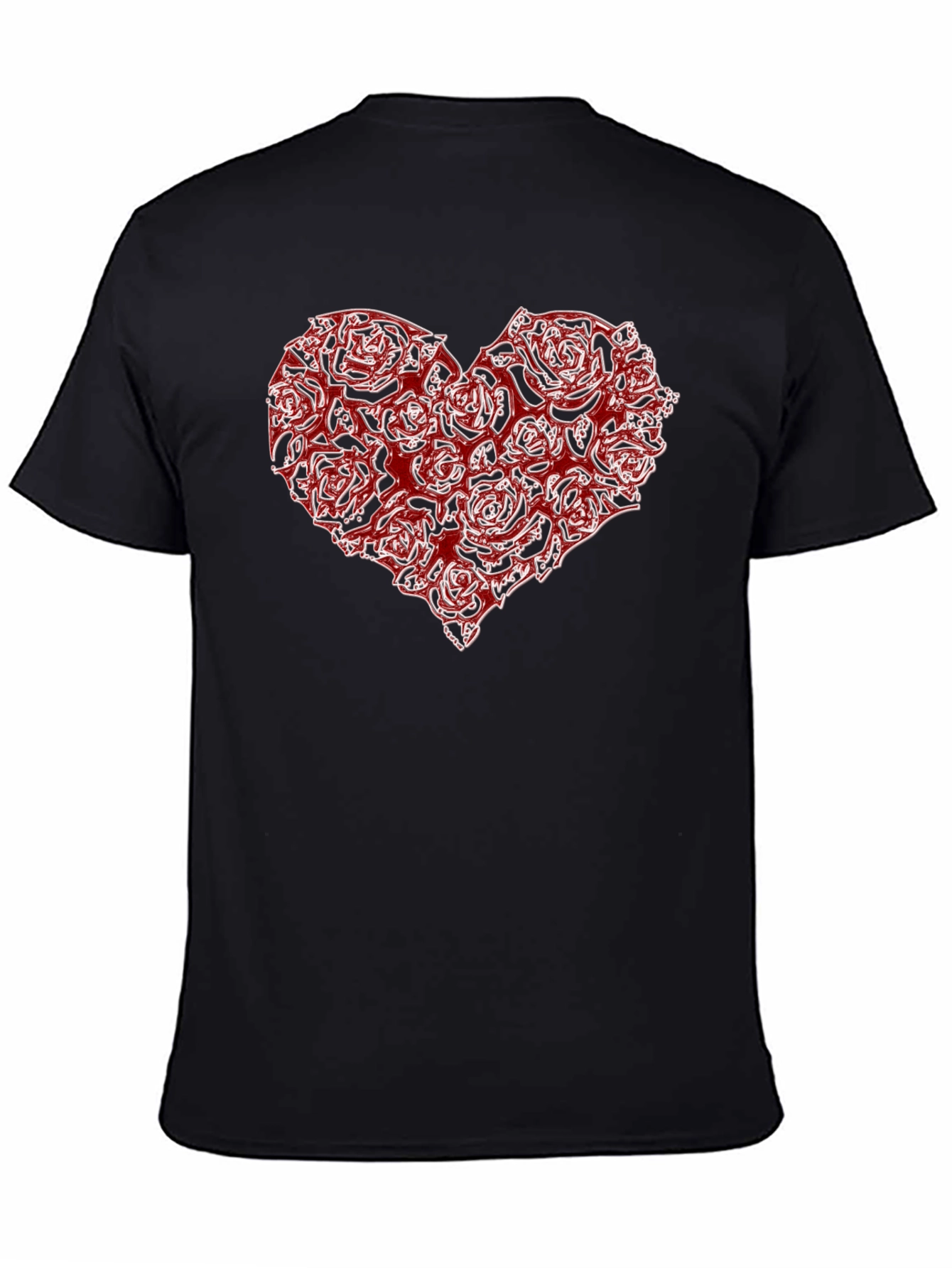 Rose Heart Graphic Black T-Shirt