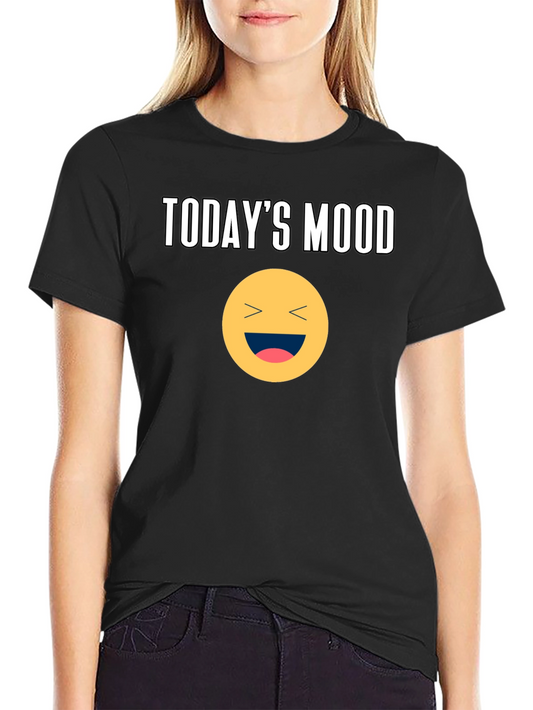 Todays Mood Smiley Face Graphic Tee - Black