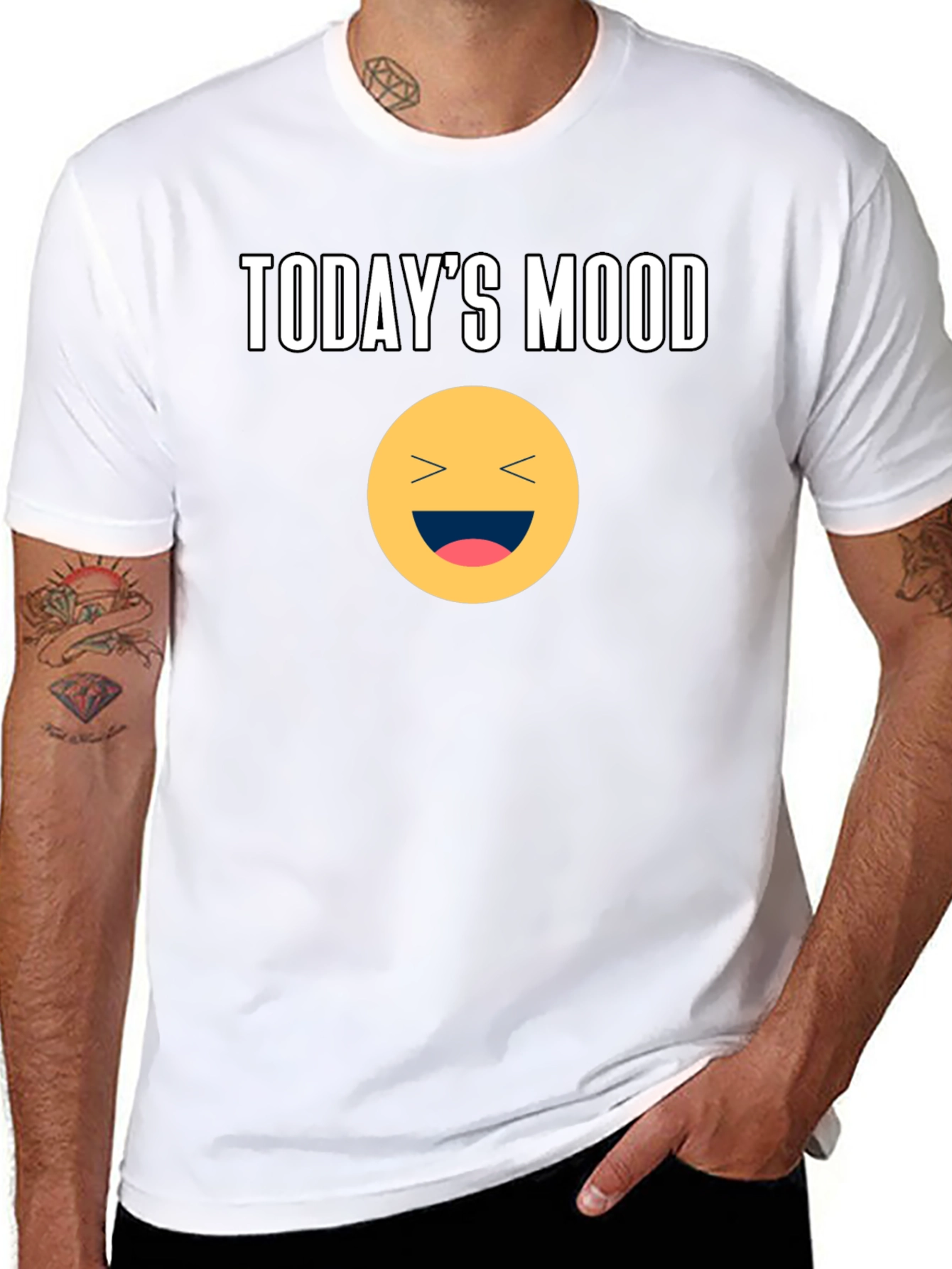 Todays Mood Smiley Face Graphic Tee - Black