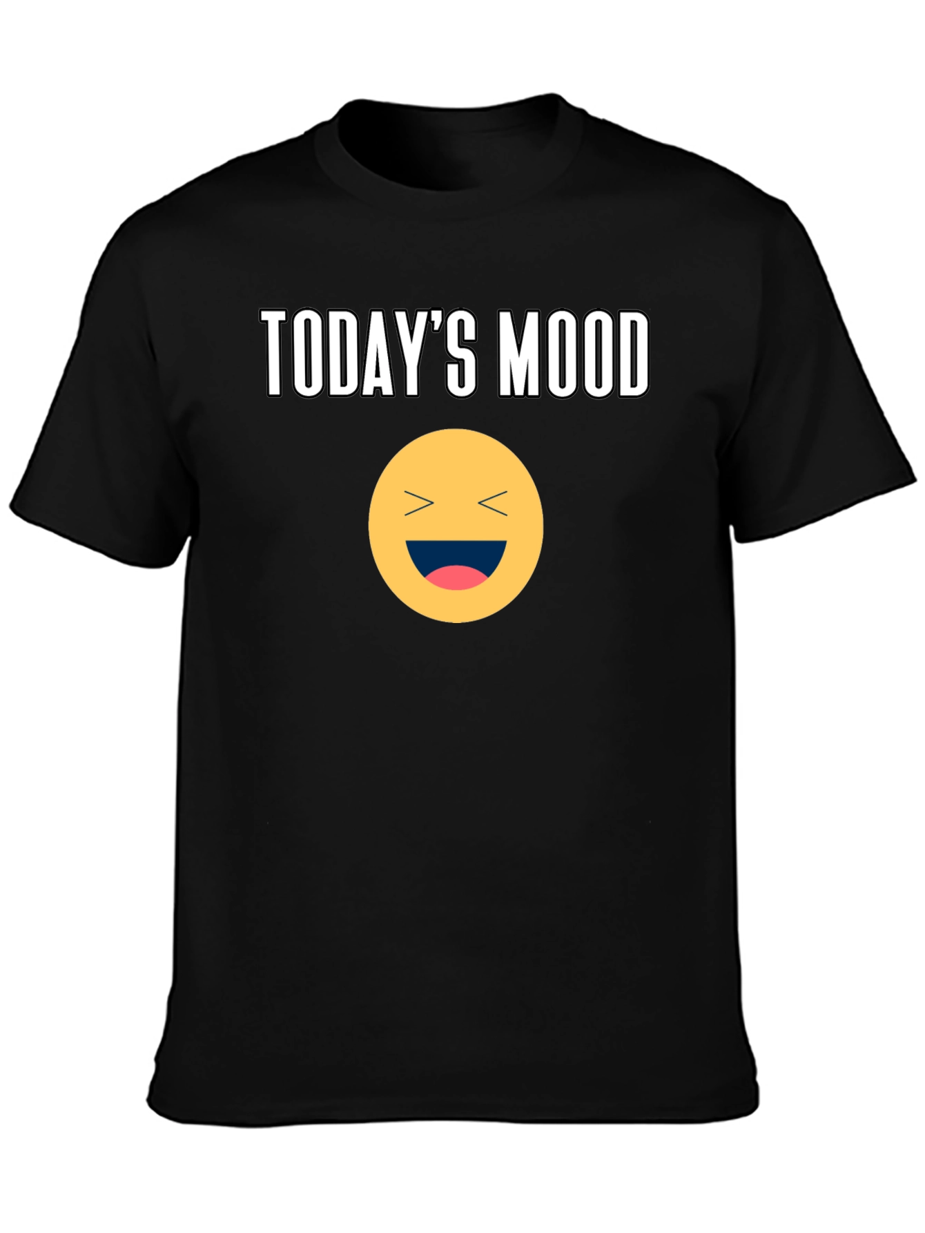 Todays Mood Smiley Face Graphic Tee - Black