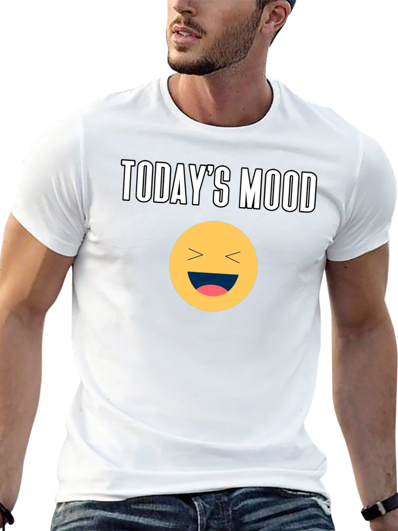 Todays Mood Smiley Face Graphic Tee - Black
