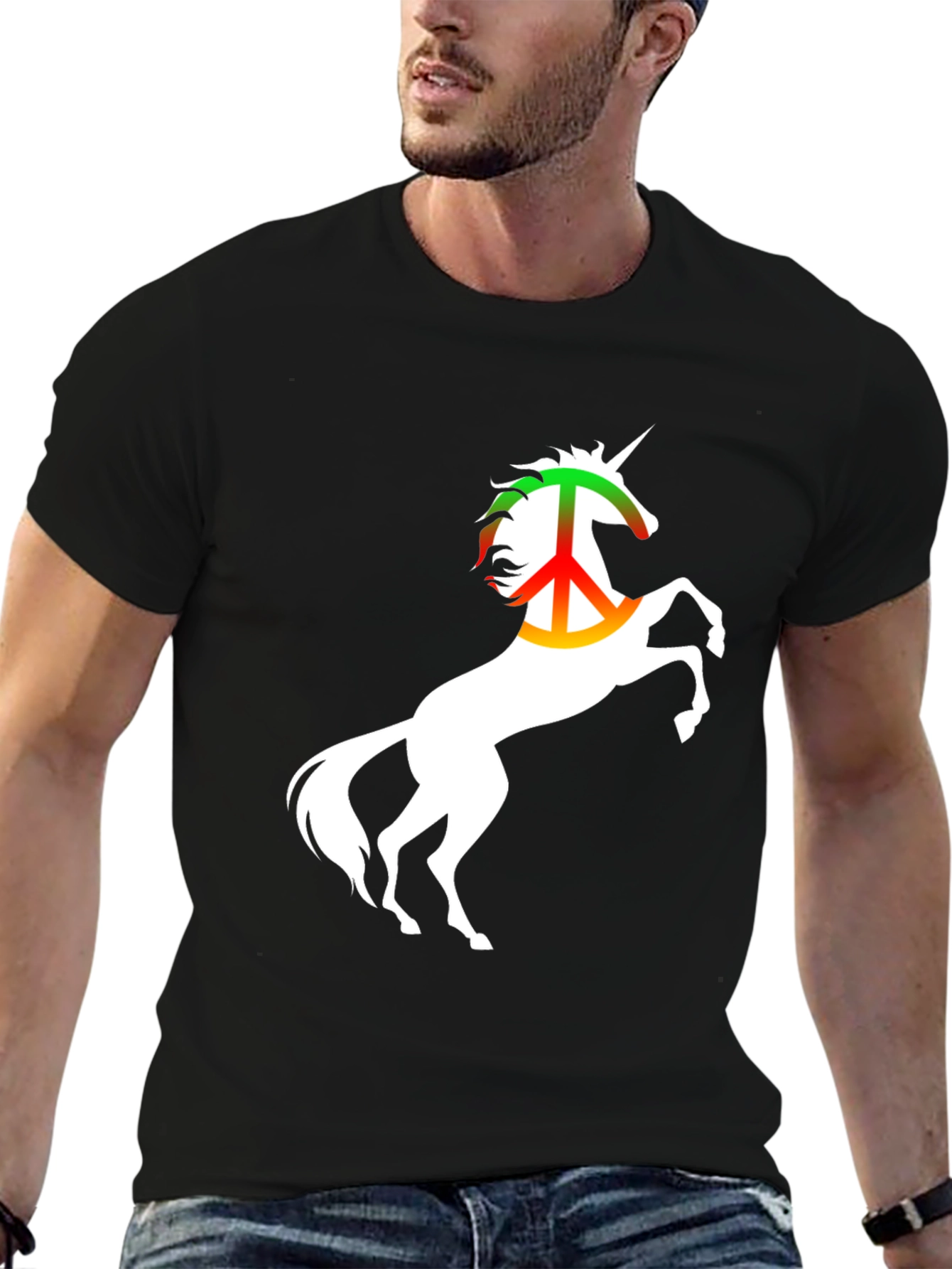 Peace Unicorn Black T-Shirt