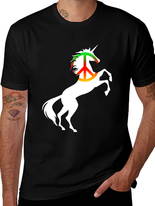 Peace Unicorn Black T-Shirt