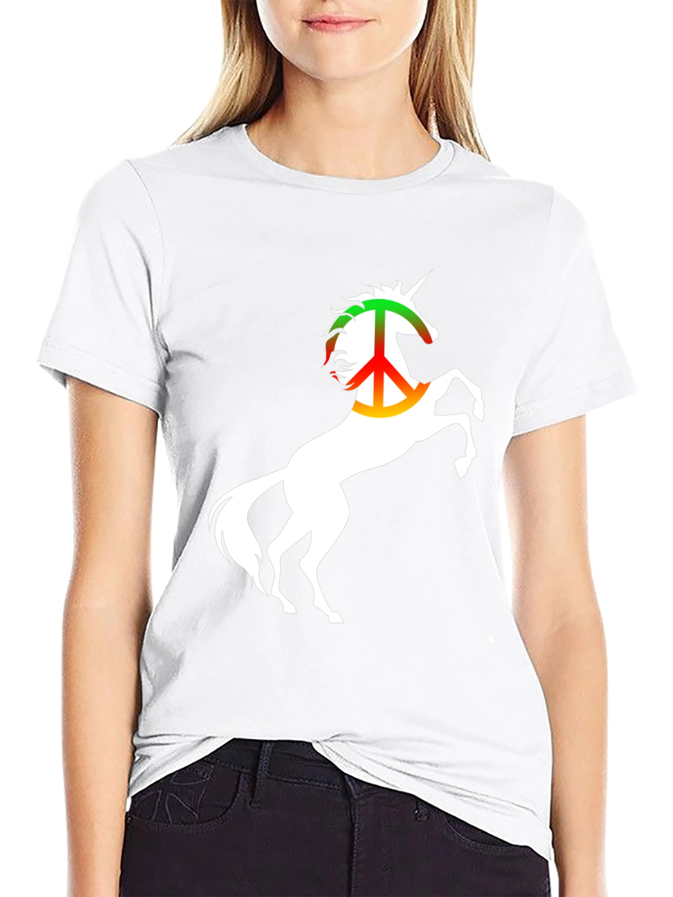 Peace Unicorn Black T-Shirt