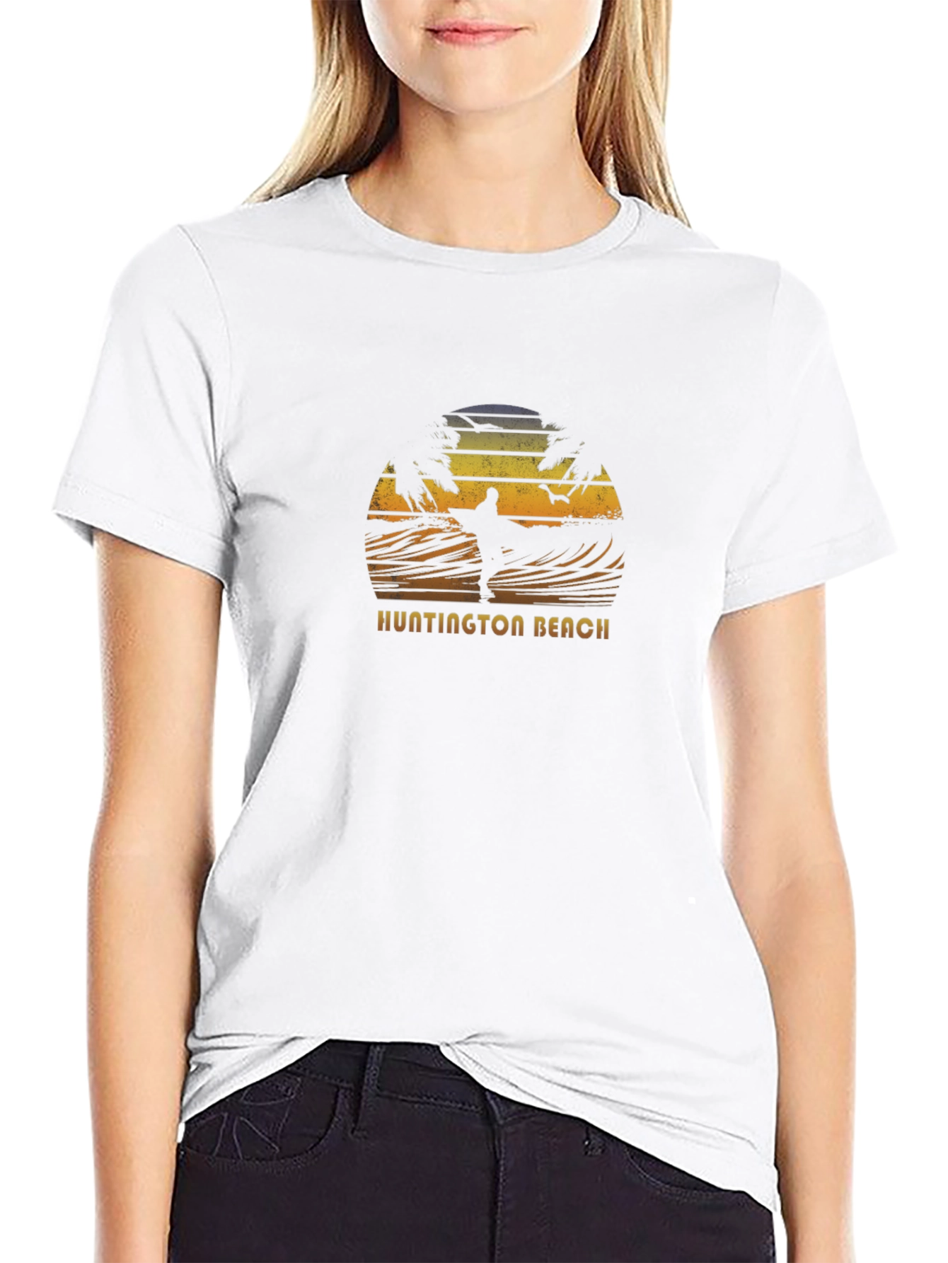 Huntington Beach Surfer Graphic Tee - Black