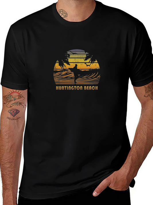 Huntington Beach Surfer Graphic Tee - Black