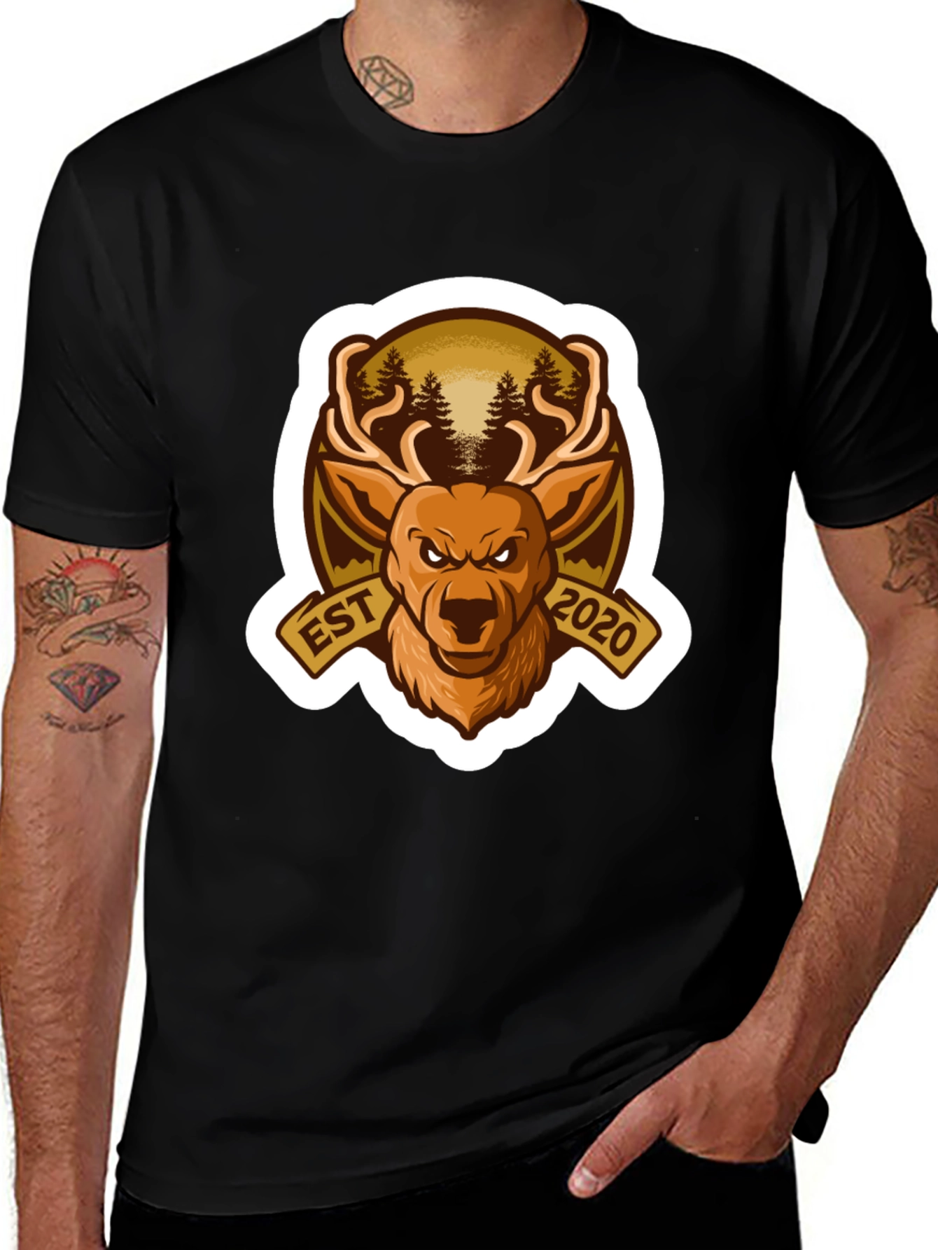 Hunting Deer Est 2020 Black T-Shirt