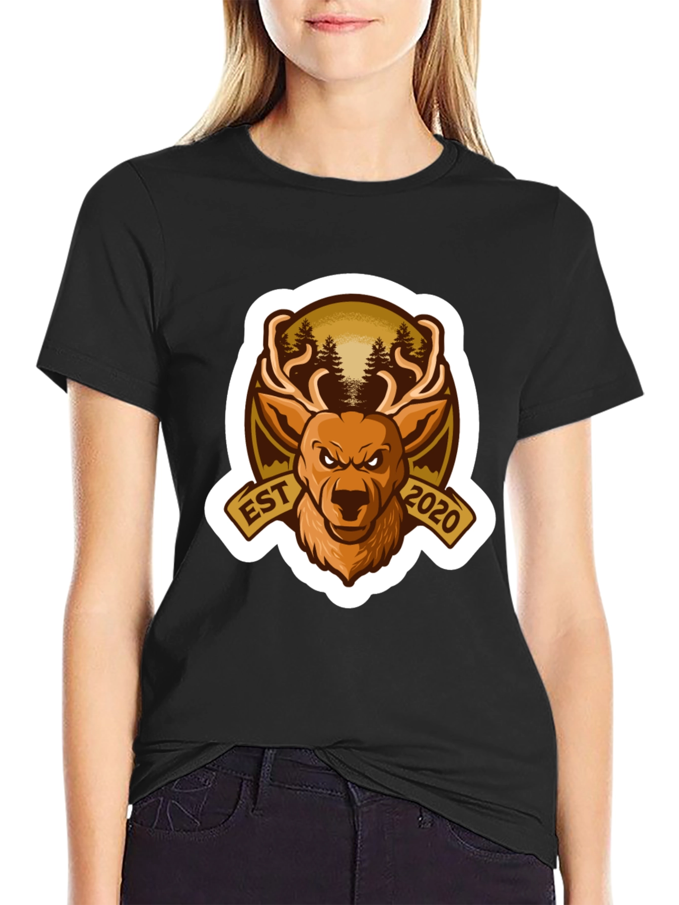 Hunting Deer Est 2020 Black T-Shirt