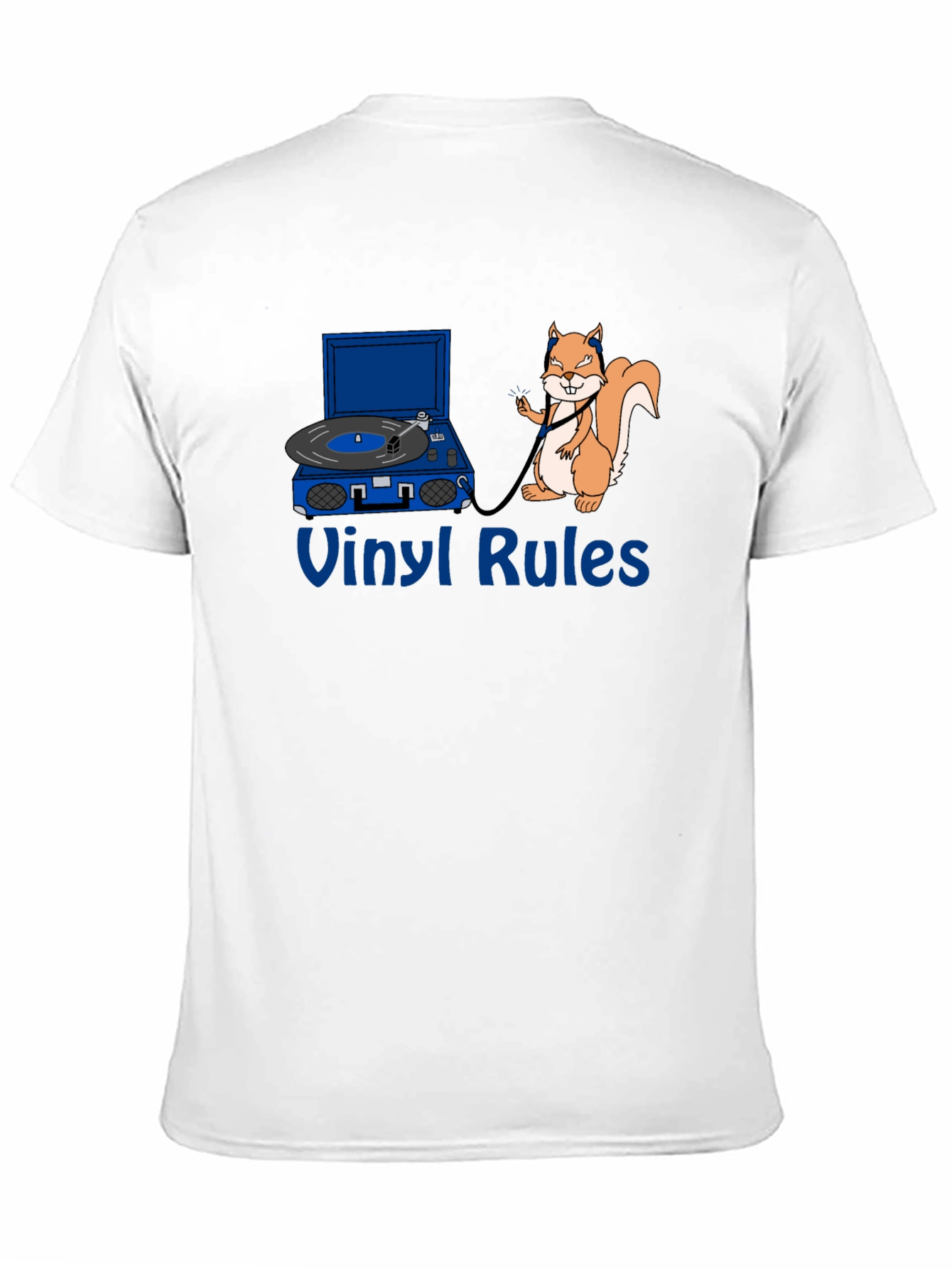 Vinyl Rules Funny Squirrel DJ Black T-Shirt