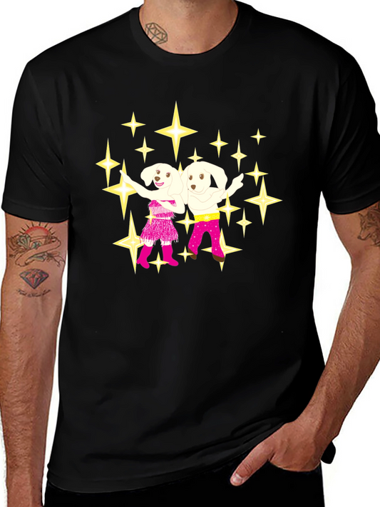 Dancing Dogs Graphic Tee - Black
