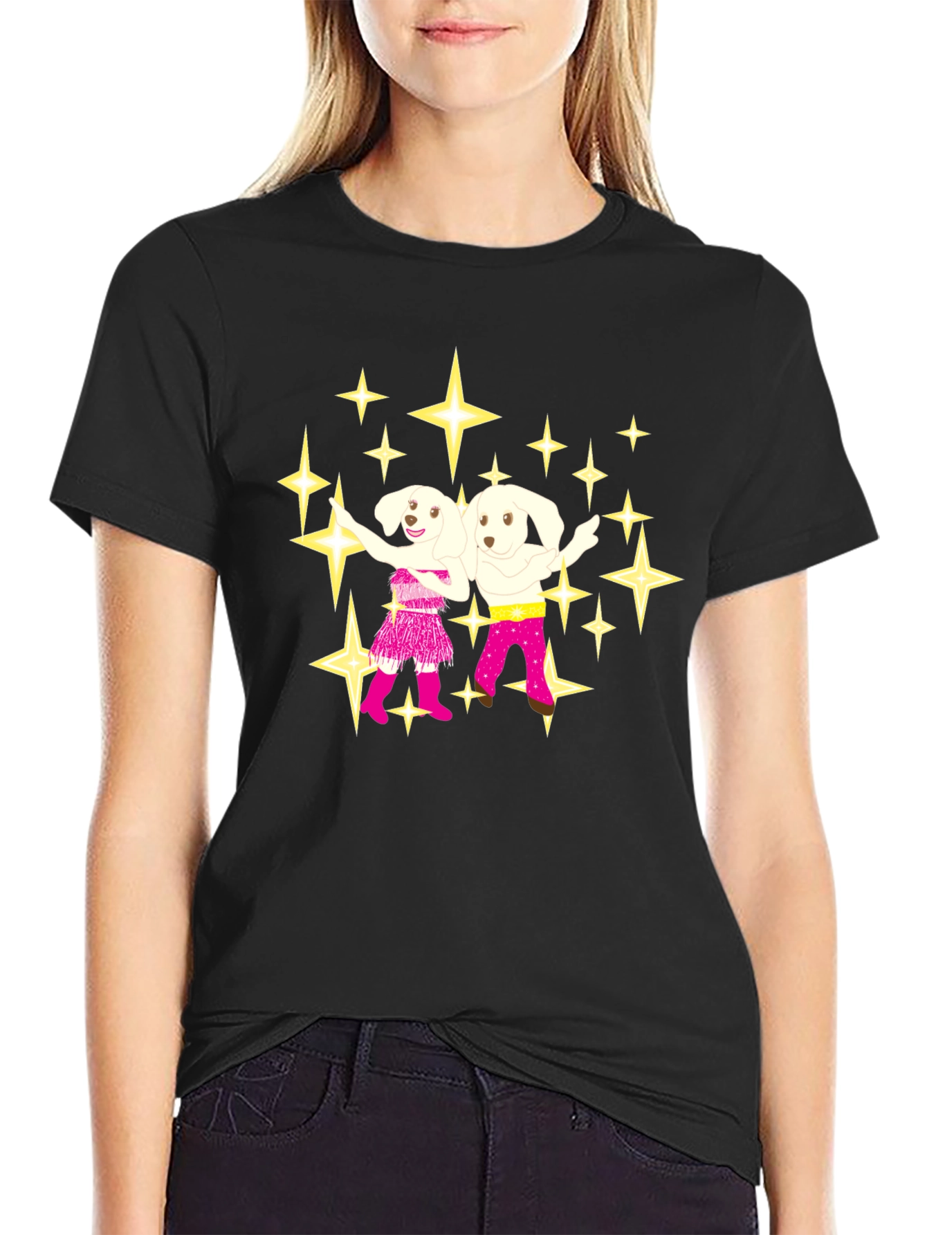 Dancing Dogs Graphic Tee - Black