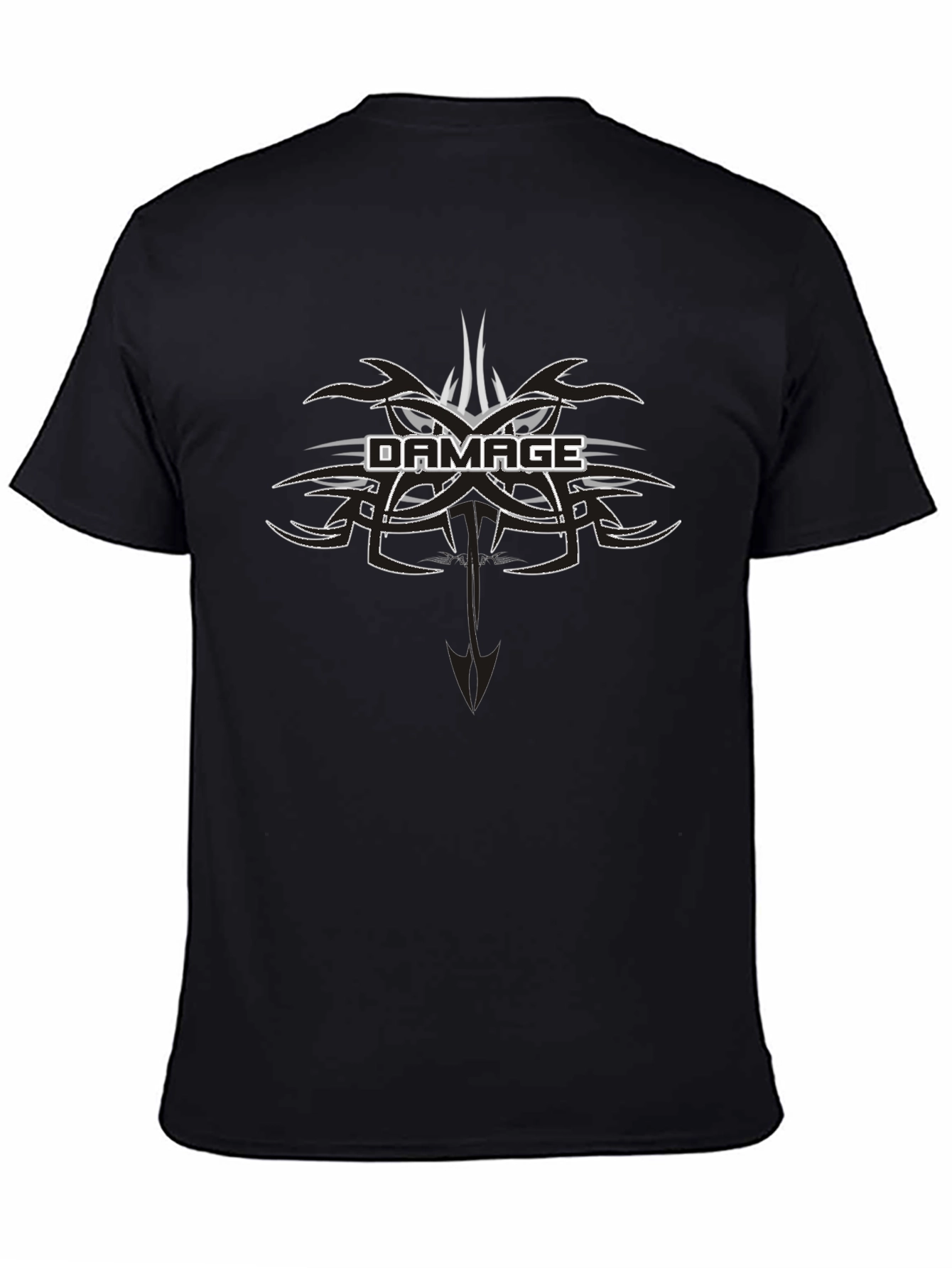 Damage Graphic Print Black T-Shirt