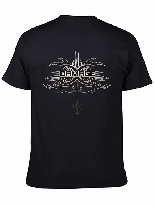 Damage Graphic Print Black T-Shirt
